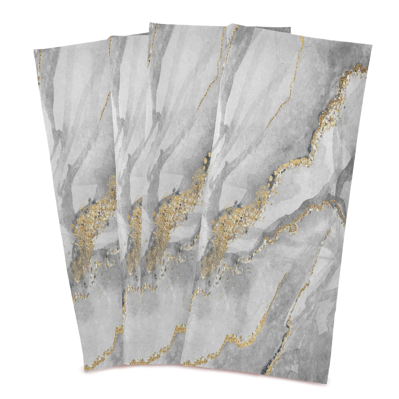 Premium White Gold Marble Bath Towels Set - 18