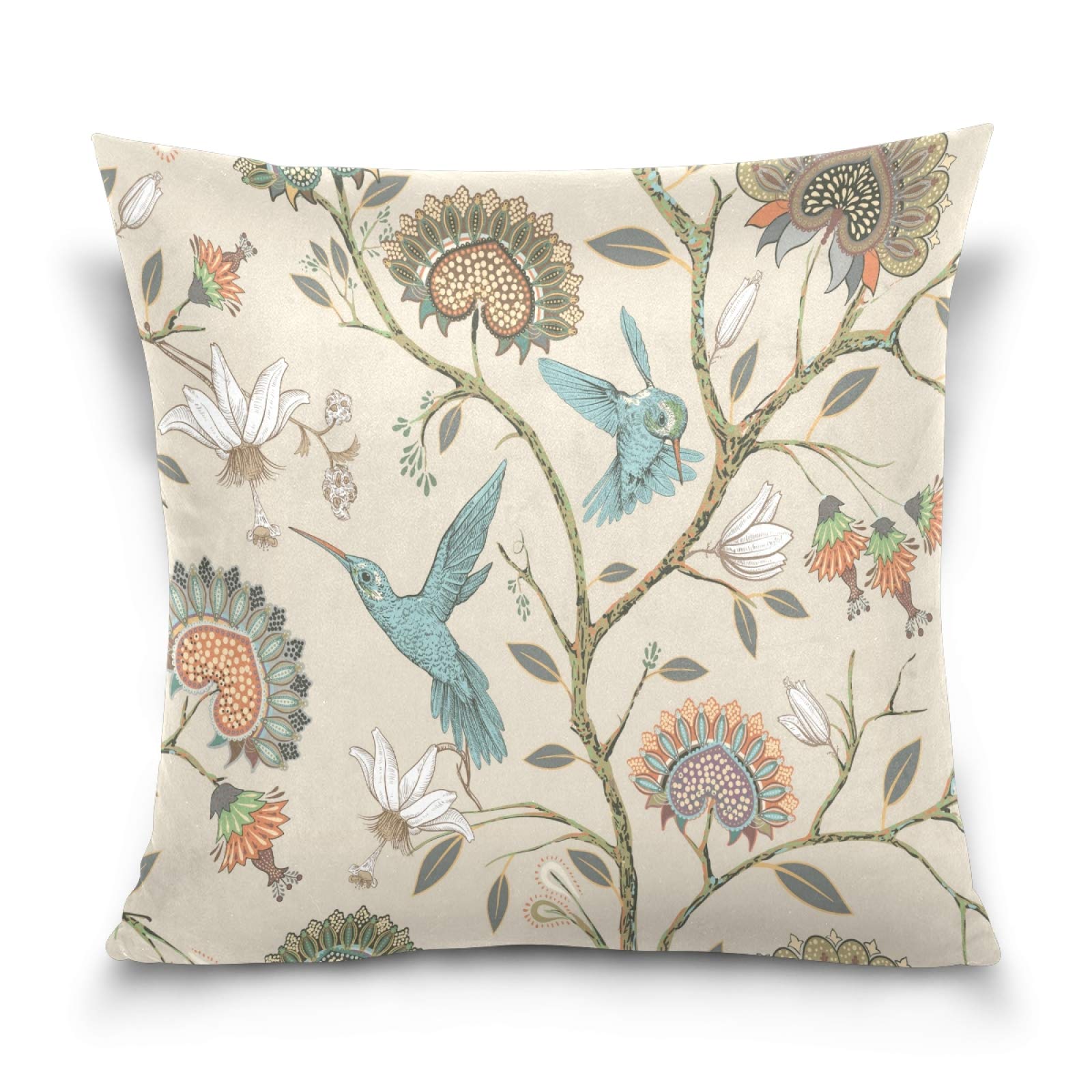 20x20 Inch Hummingbird & Floral Decorative Throw Pillow Covers - Square Farmhouse Style Cushion Cases for Sofa, Couch, Bedroom & Living Room Decor - Perfect for Home, Office & Seasonal Decorations