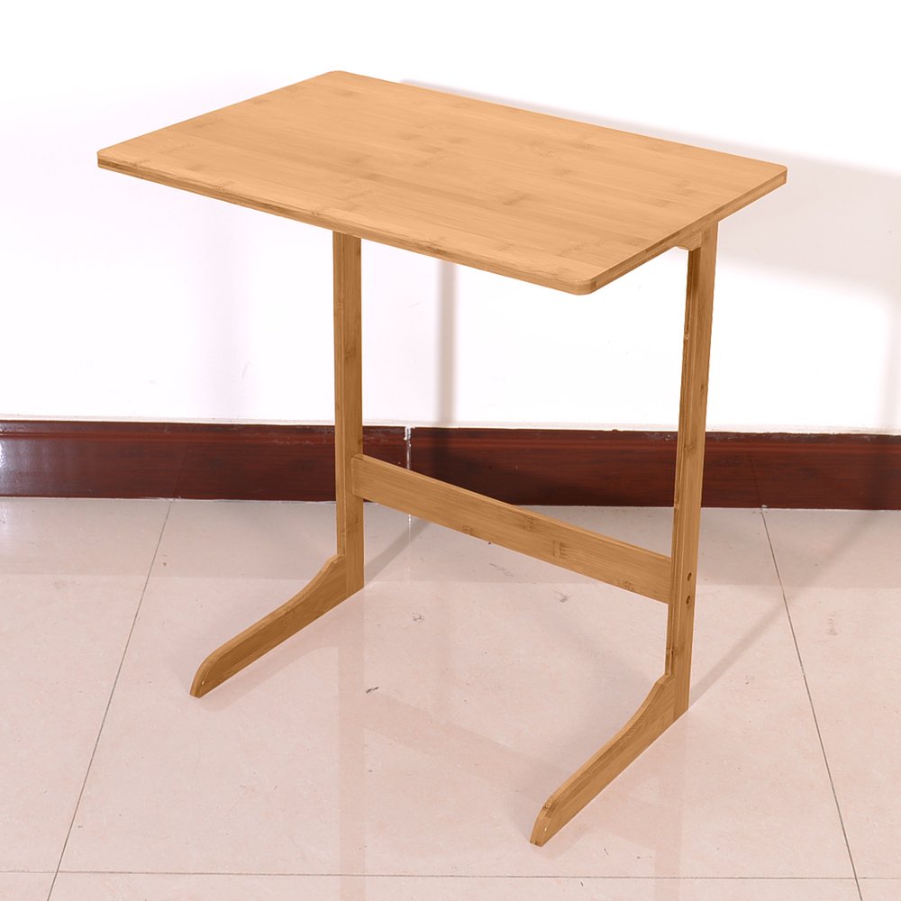60x40x65cm L-Shaped Bamboo Smart Foldable Desk - Portable Folding Snack Table & Adjustable Sofa Side Table for Breakfast, Bed, Living Room, Office - Perfect for Home Use, TV Tray, Laptop Work & Small Space Solutions