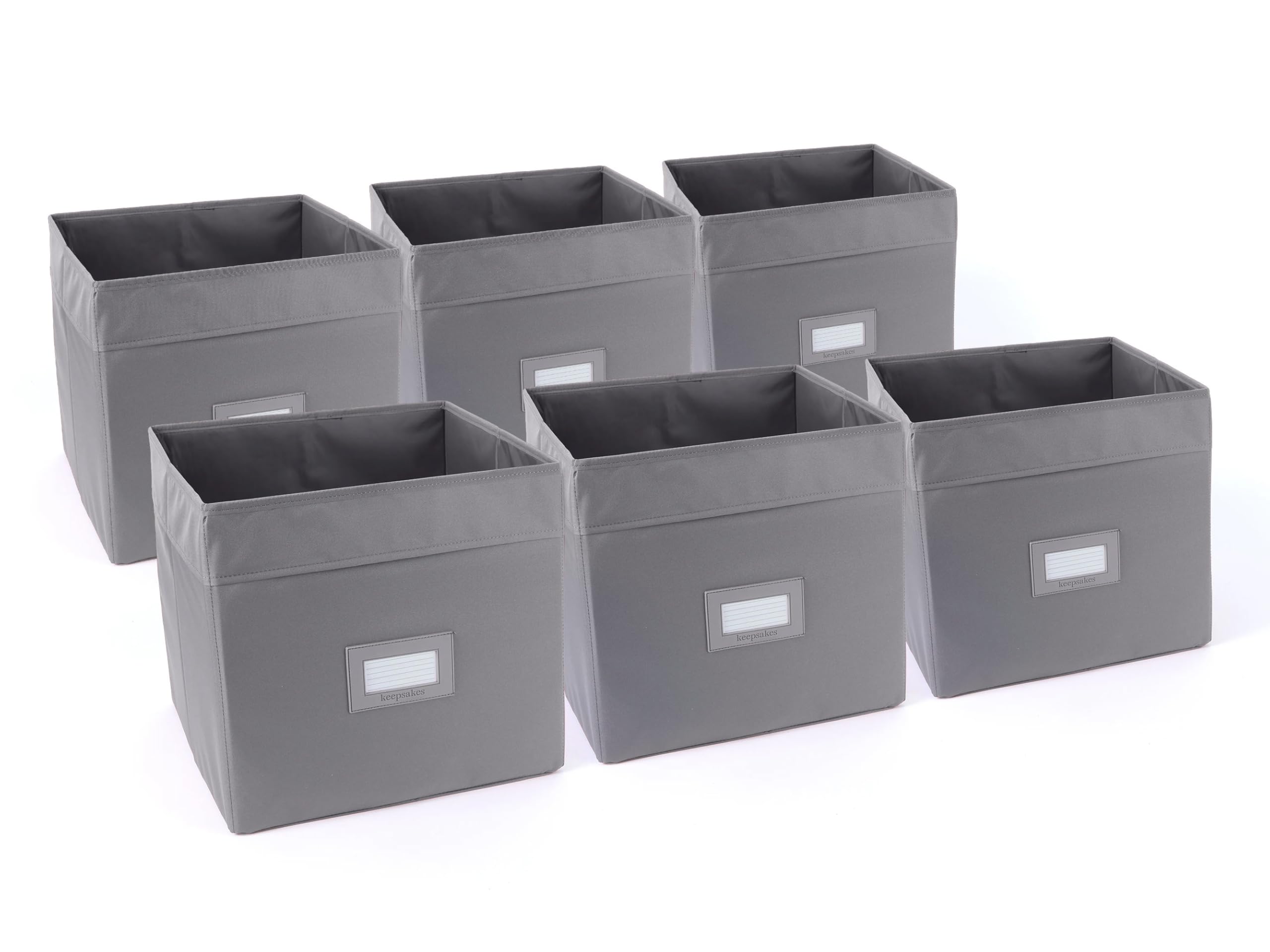 Covermates Keepsakes Cube Storage Bin - Heavy Duty Fabric Organizer with ID Window & Pull Handles - Home Office Organization for Toys, Books, Craft Supplies (Graphite)