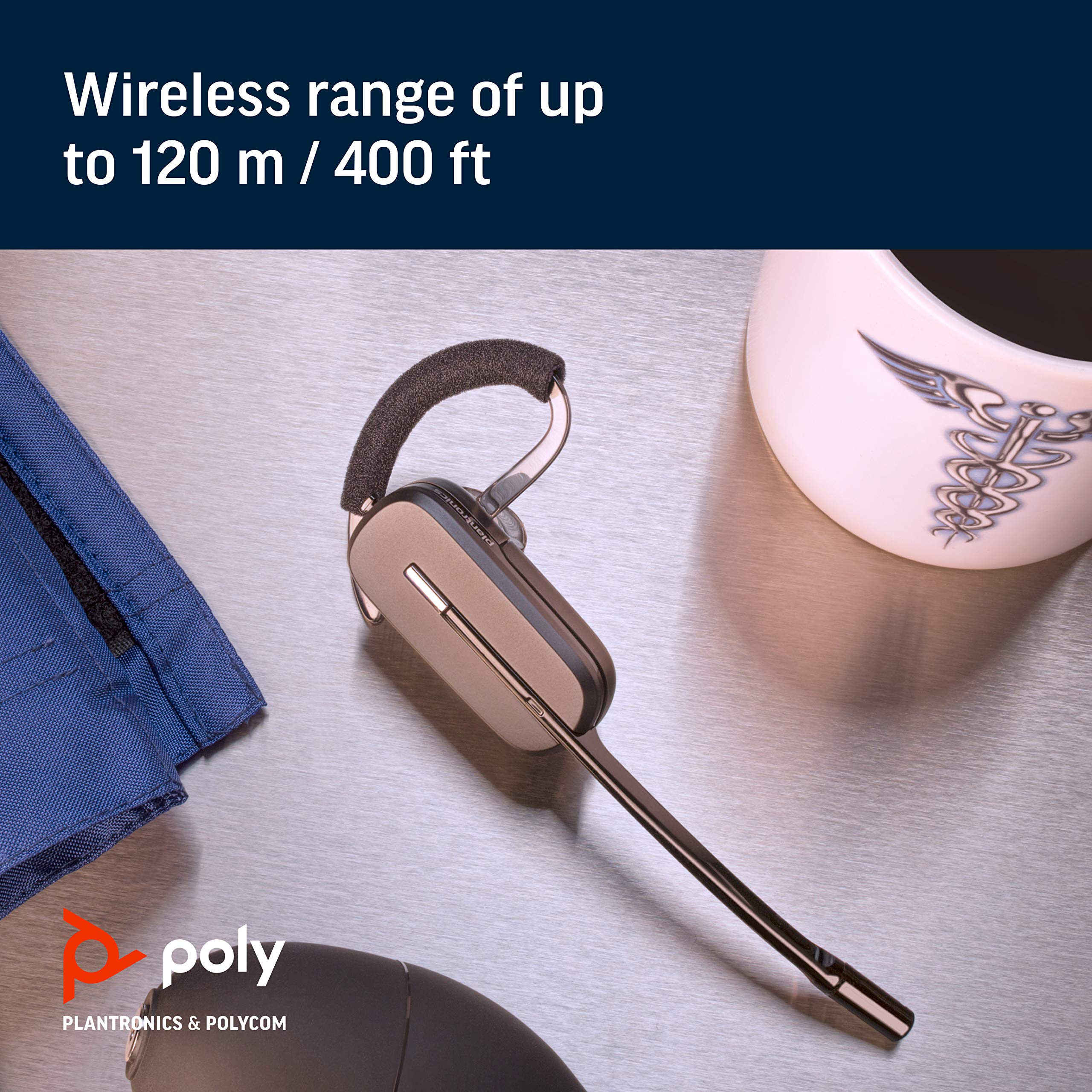Plantronics CS540 Wireless DECT Headset with Noise Canceling Microphone - Convertible Mono Headset (3 Wearing Styles) for Desk Phones - Ideal for Office, Call Center & Remote Work Professionals