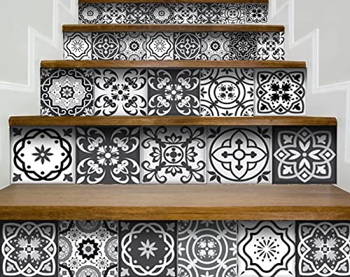 HomeRoots Vinyl 4x4 Inch Black Mosaic Peel and Stick Removable Wall Tiles - Perfect for Kitchen Backsplash, Bathroom Decor & Home Renovation