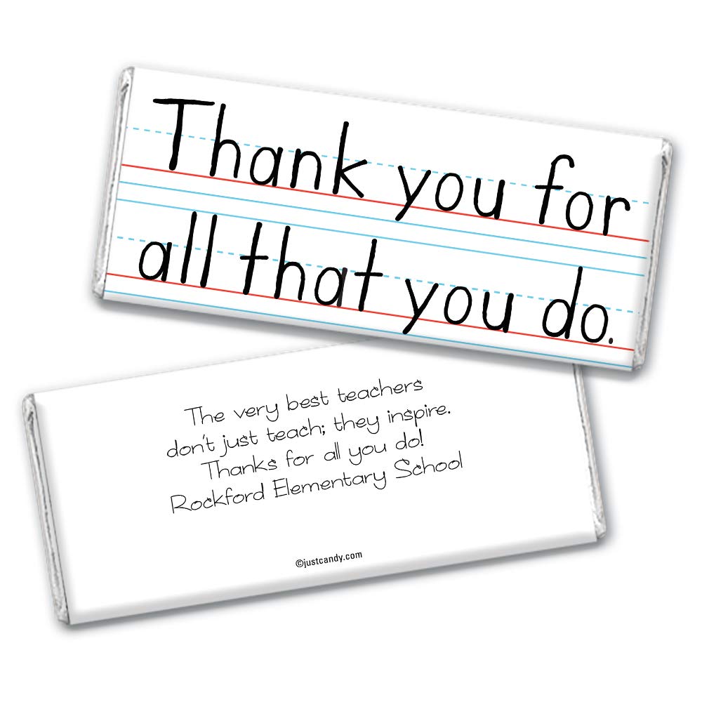 12 Pack Personalized Teacher Appreciation Chocolate Bars - Bulk Thank You Gifts with Custom Wrapper - Perfect for Classroom Rewards, End of Year Gifts & Staff Recognition