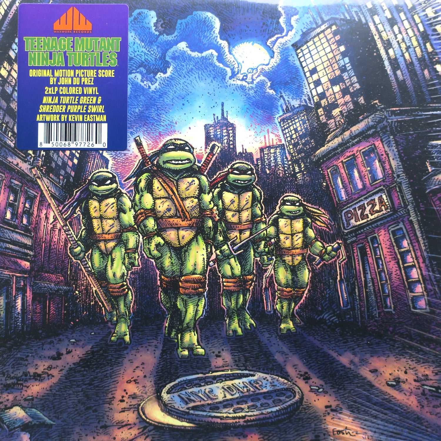 TEENAGE MUTANT NINJA TURTLES Soundtrack - Limited Edition Green & Purple Vinyl 2LP Record - Perfect for TMNT Fans & 80s Nostalgia Music Collectors