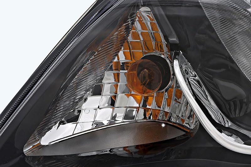 Kia Rio Sedan EX/LX Headlight Assembly Set - Compatible with 2012-2017 Models (Driver & Passenger Side) | Halogen Replacement Lamps for Improved Night Visibility & Safety Driving