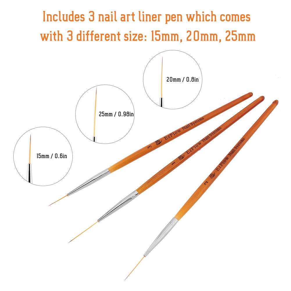 Professional Nail Art Liner Brush Set - Salon Quality Dotting Tools for DIY Manicure, Smooth Application for Perfect Nail Designs | Ideal for Home & Professional Nail Art, Gel Polish Application, French Manicures