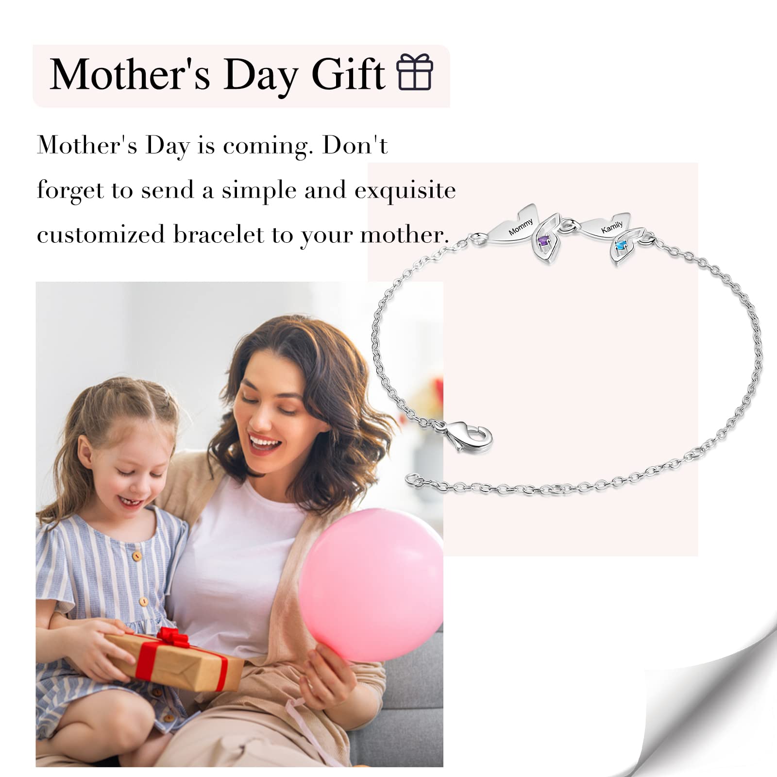 Personalized Birthstone Bracelets for Women - Custom Name Jewelry with Rose & Butterfly Designs - Thoughtful Gifts for Mom, Grandma, Wife & Girlfriend - Perfect for Birthdays, Anniversaries & Special Occasions