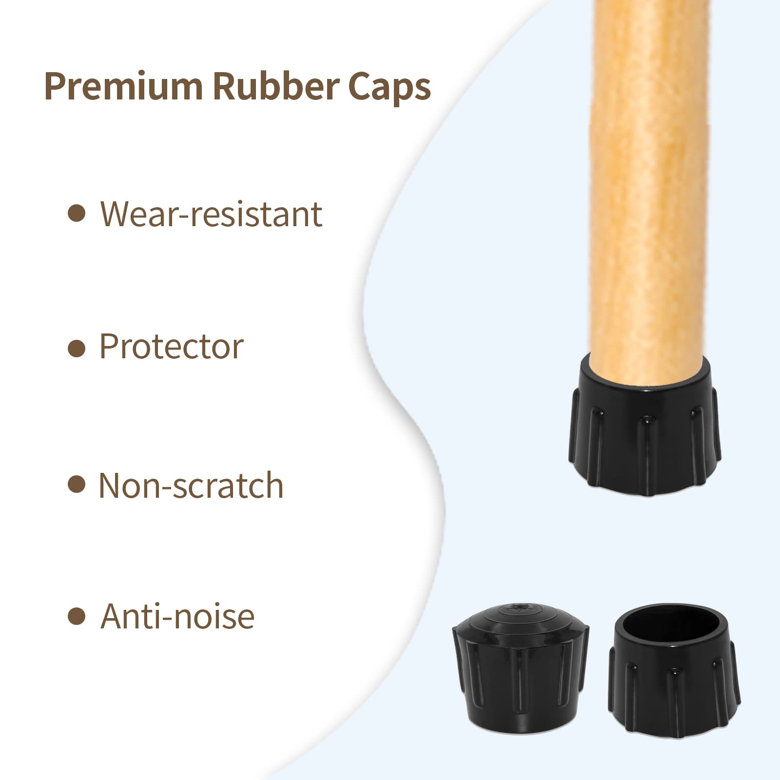 Flyshop 4PCS Non-Scratch Chair Leg Caps - Synthetic Rubber Furniture Protectors for Round Legs (Fits 1-3/8