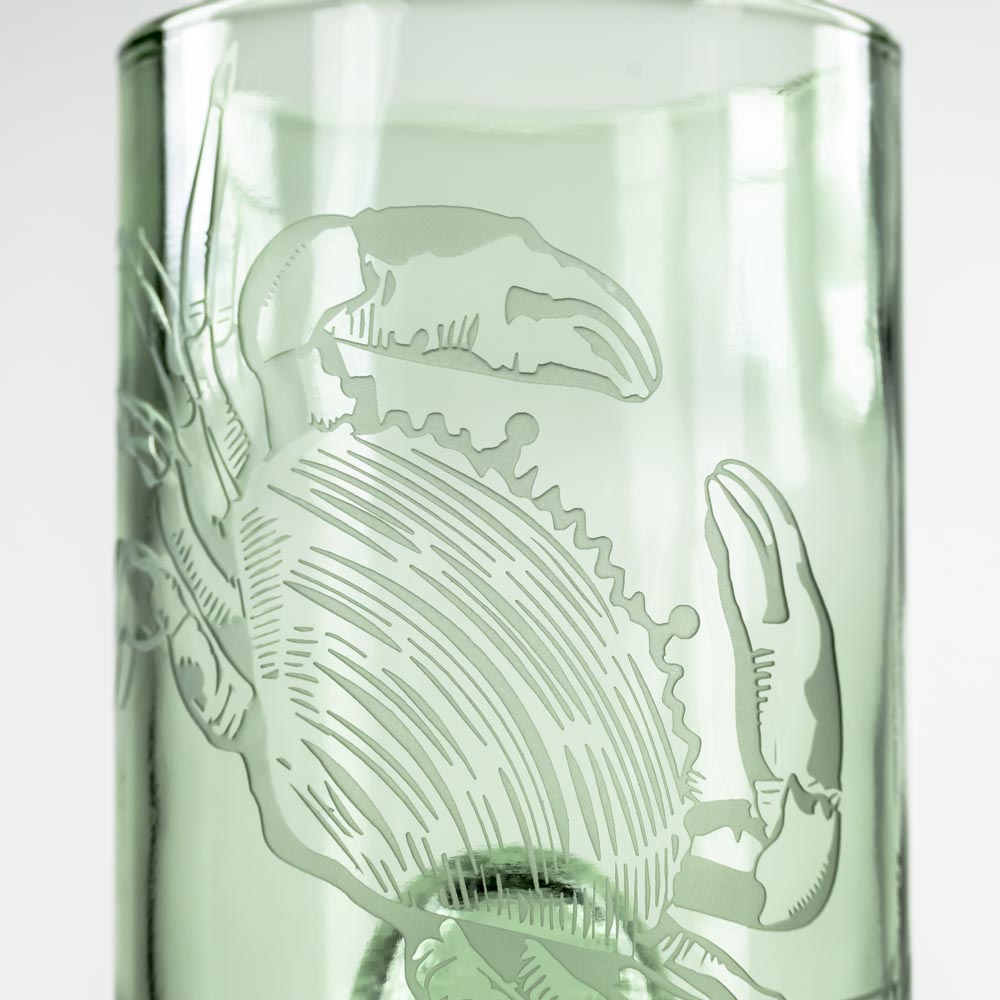 Upcycled Copper Crab 12oz Green Eco-Friendly Tumbler Set of 2 - Perfect for Beach Parties, Picnics & Sustainable Gifting