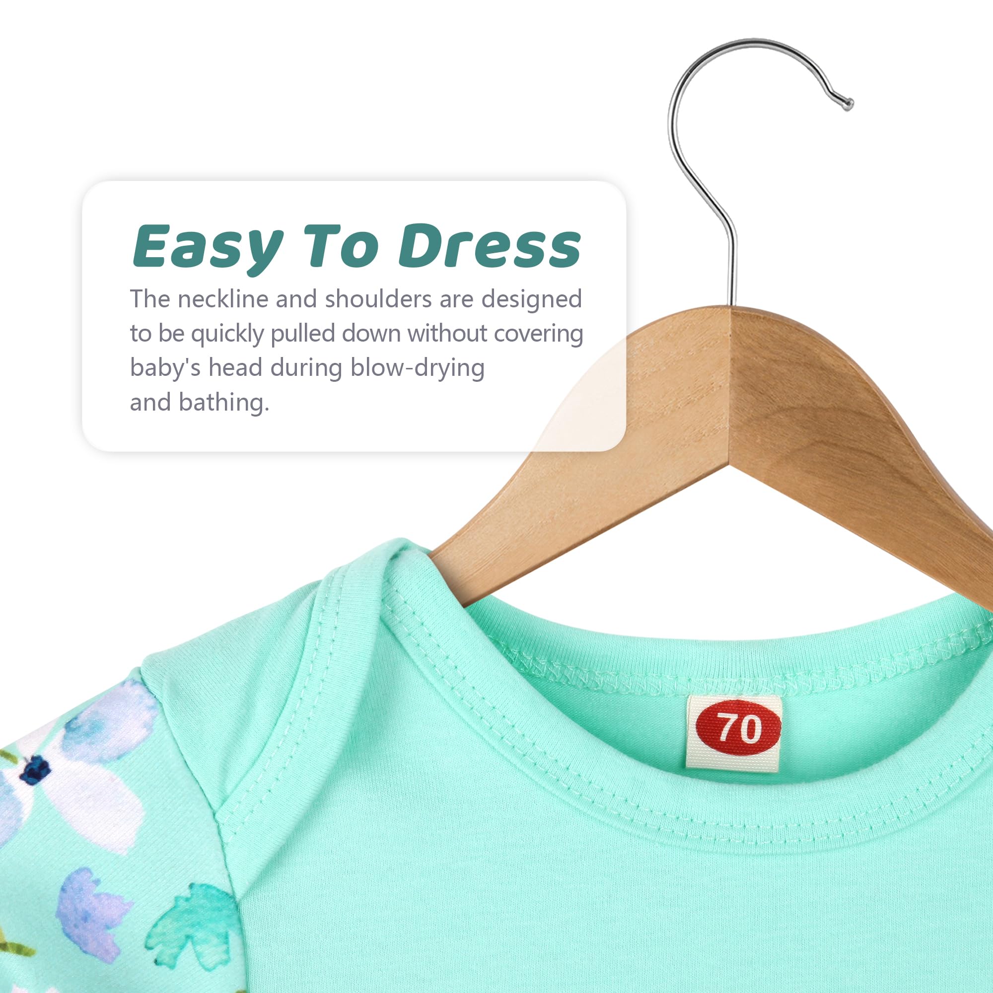 Super Soft Breathable Baby Nightgown 0-6 Months - Newborn Coming Home Outfit with Headband Set in Mint Green | Perfect for Sleepwear, Photoshoots & First Outings