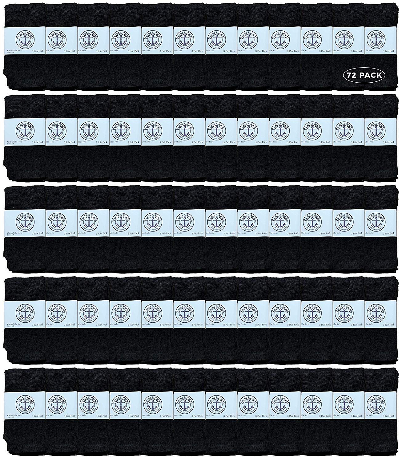 72 Pairs Yacht & Smith 14 Inch Kids Tube Socks - Bulk Cotton Athletic Socks for Boys & Girls Size 4-6 - Perfect for Sports, School & Everyday Wear