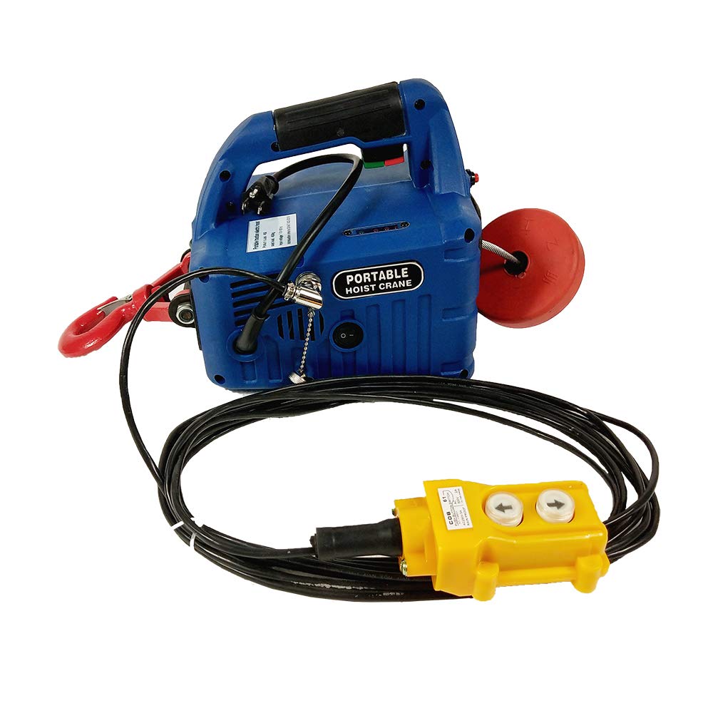 TECHTONGDA 110V Electric Hoist Winch with 26ft Wire Rope, 992lbs Capacity & Overload Protection - Perfect for Garage, Warehouse, Construction & DIY Lifting Projects