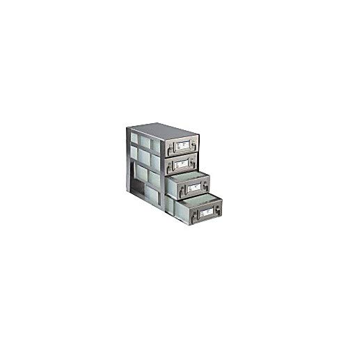 RDDP34A 4-Drawer Upright Freezer Rack for 96 Deep Well Plates - 3 Compartments per Drawer, Holds 12 Plates (10 15/16