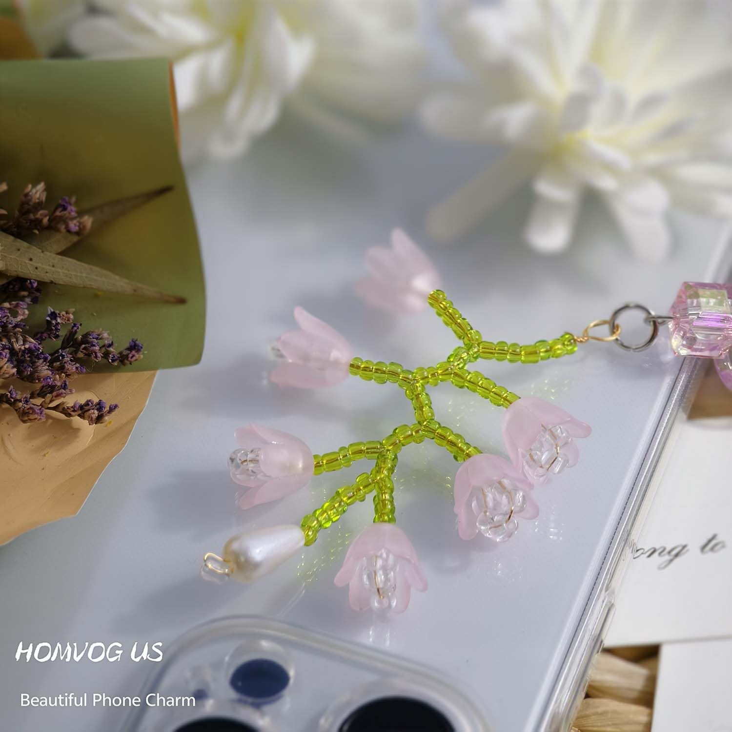 Cute Beaded Phone Charms - Aesthetic Phone Accessories for iPhone, Samsung, AirPods & Camera Decor - Perfect for Backpacks, Keychains & Gift Giving
