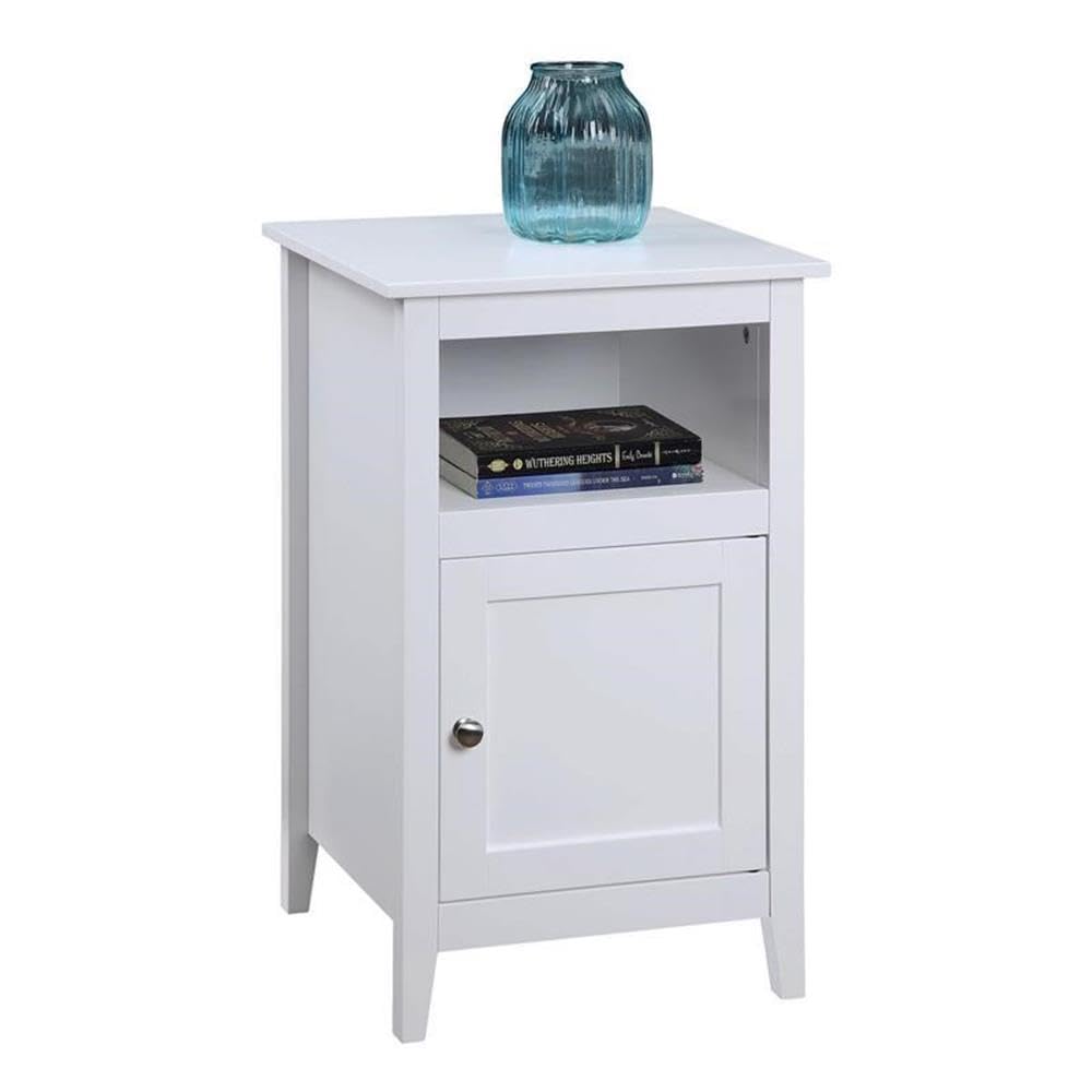 White Storage Cabinet End Table with Shelf - Set of 2 | Modern Side Table for Living Room, Bedroom & Office | Space-Saving Organizer for Books, Decor & Essentials