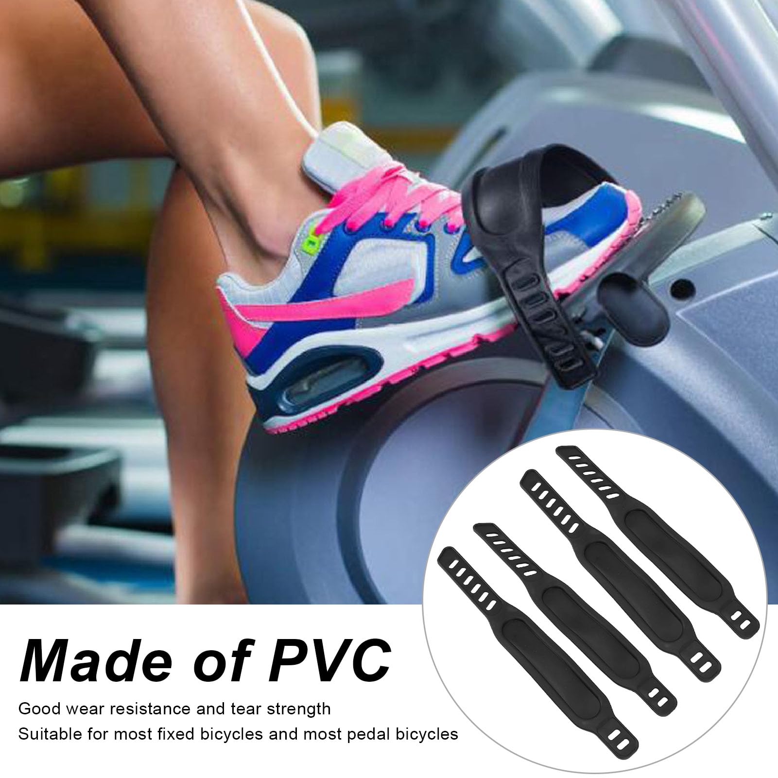 2 Pair Adjustable Universal Exercise Bike Pedal Straps - Secure Fit for Indoor Cycling, Spin Bikes & Stationary Bikes - Ideal for Home Gym & Fitness Training