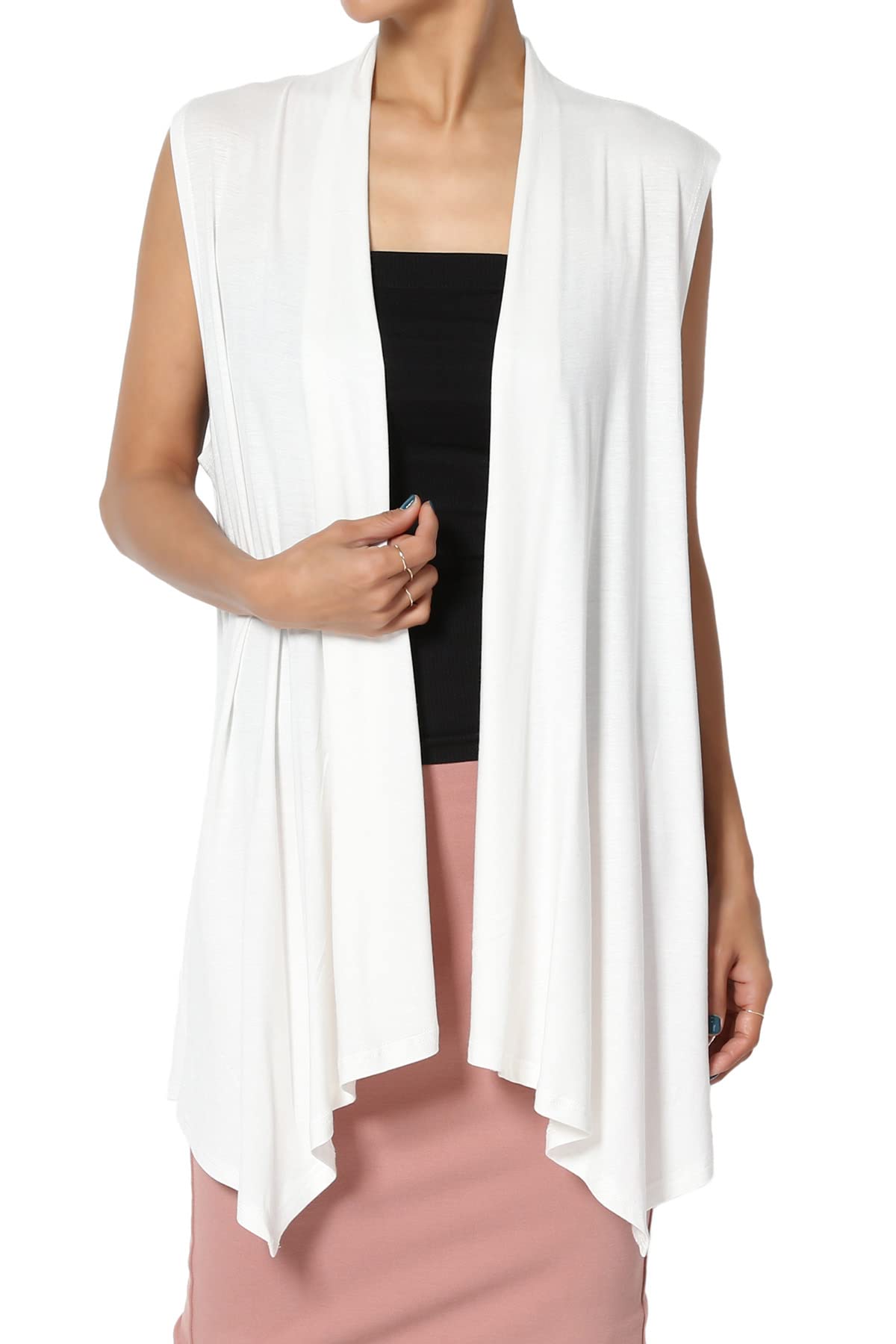 The Mogan Sleeveless Waterfall Cardigan - Lightweight Jersey Draped Vest for Women | Perfect for Layering, Office Wear & Casual Outfits
