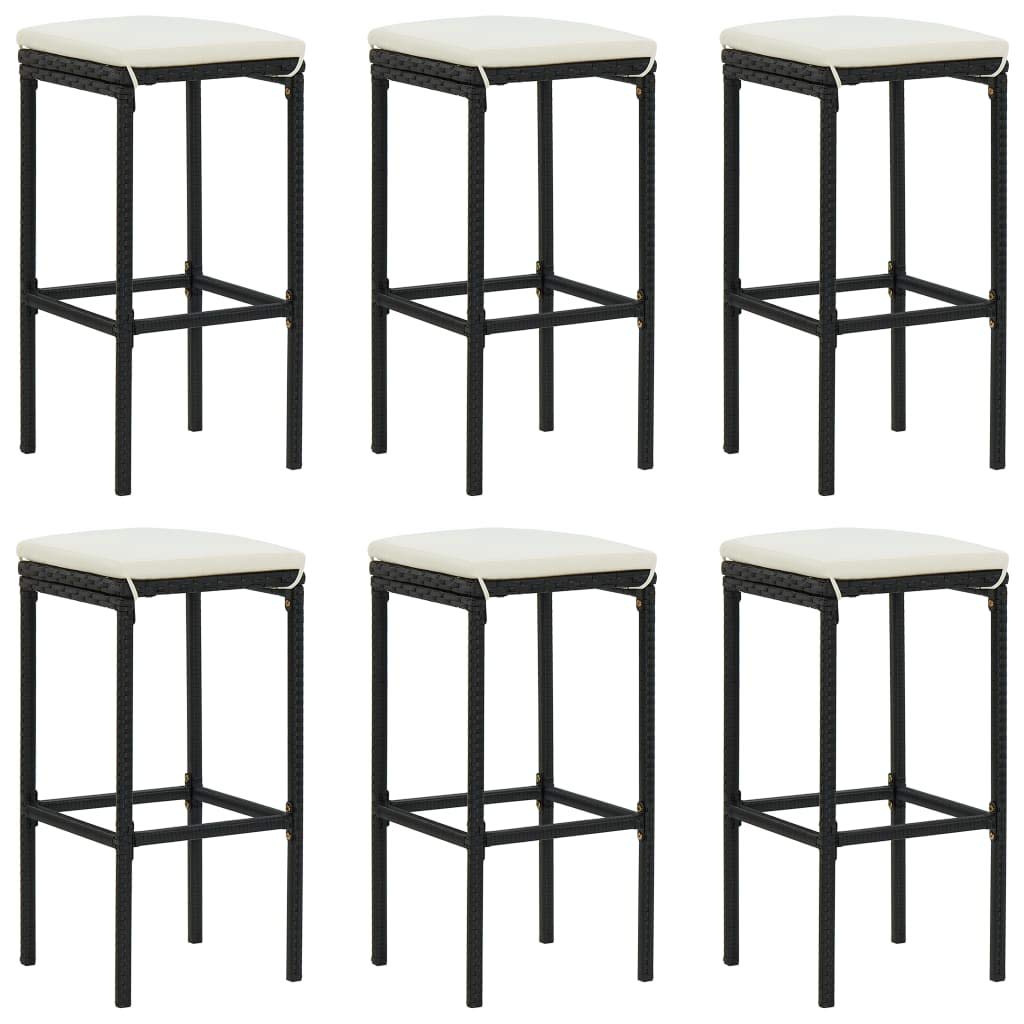 Modern Bar Stools Set of 6 with Cushions & Built-in Footrest - 15