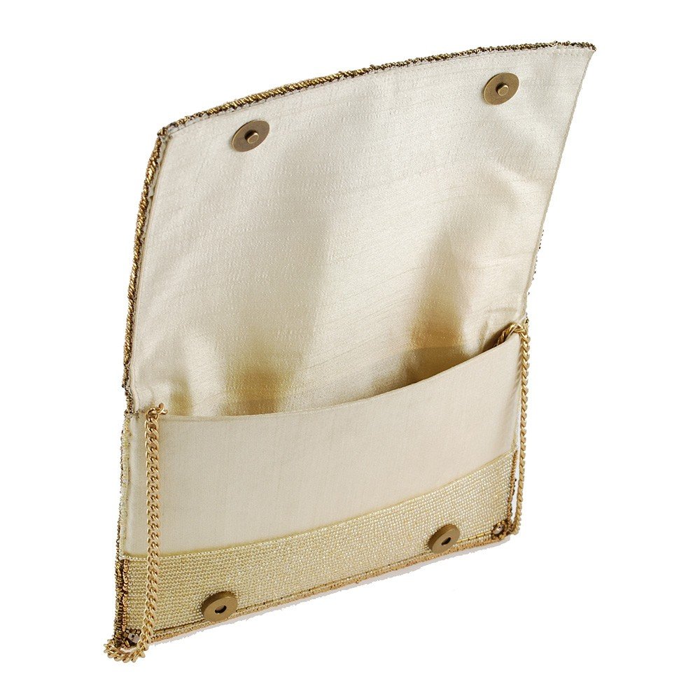 Mary Frances Buzzed Crossbody Clutch Handbag for Women - Elegant Cream Leather Purse with Adjustable Strap, Perfect for Parties, Weddings & Evening Events
