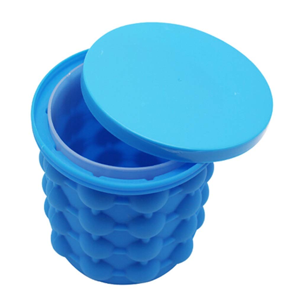 Portable Silicone Ice Bucket & Ice Cube Mold (2-in-1) - Space Saving Ice Maker for Cocktails, Wine Chilling, and Soft Drinks | Perfect for Parties, Bars, and Home Use (Blue)