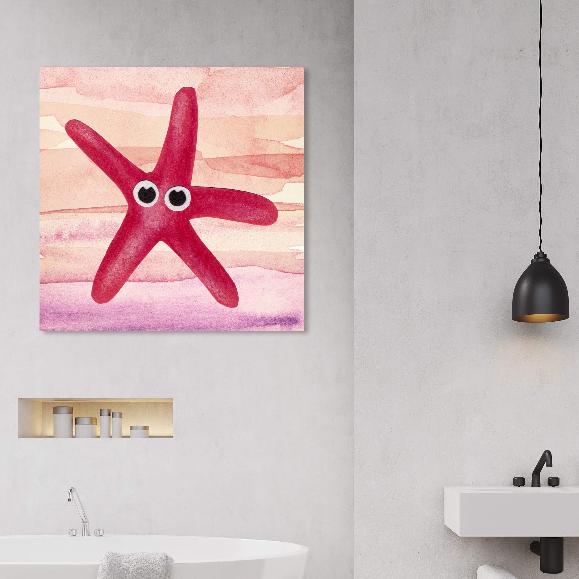 Oliver Gal Artist Co. Starfish Wall Art Canvas Print - 30x30 Inch Pink & Orange Kids Room Decor, Nursery & Playroom Wall Hanging for Beach Theme Bedrooms