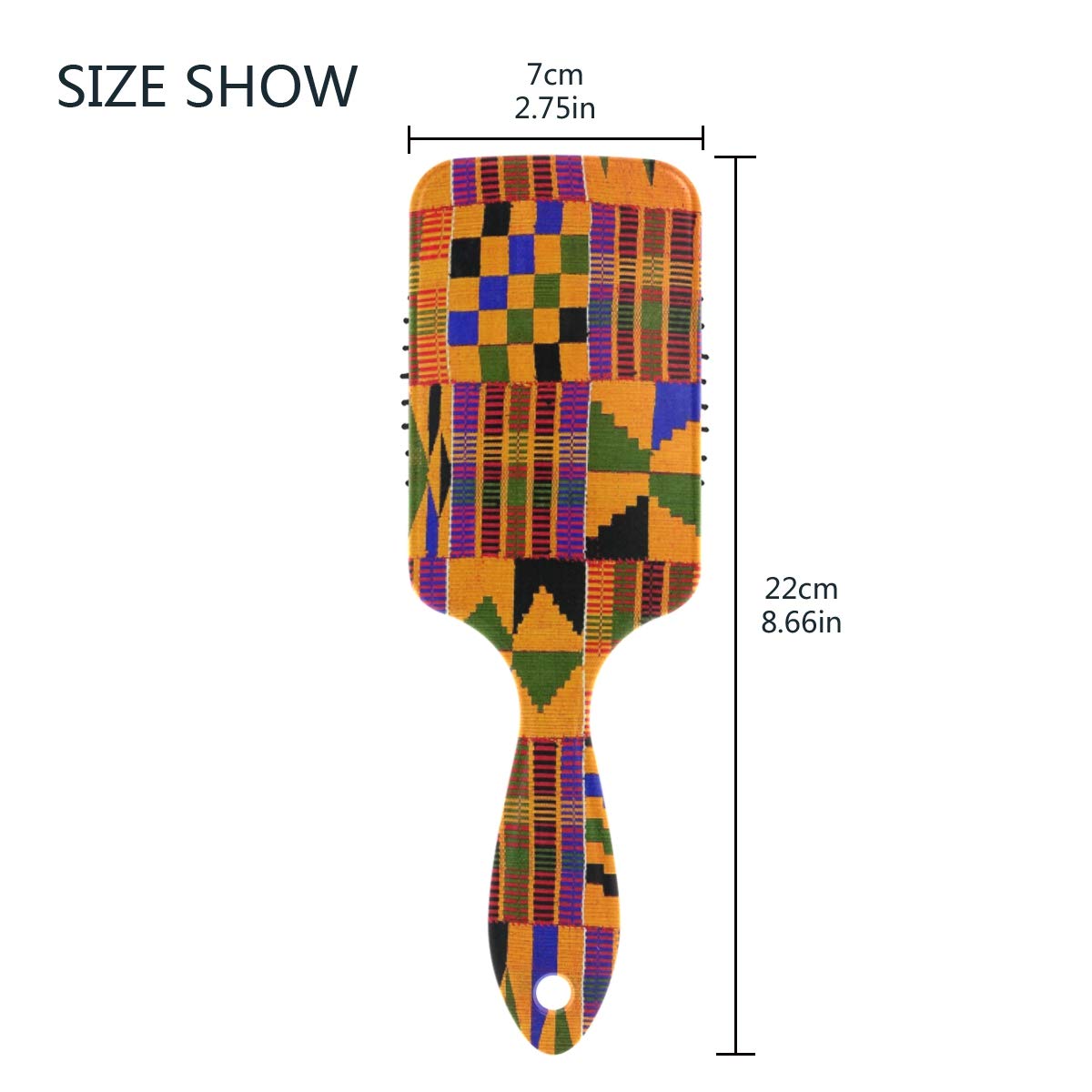 Women's Anti-Static Air Cushion Hair Brush with Soft Nylon Pins - Ghana Kente Cloth Design Paddle Comb for Detangling & Scalp Massage | Perfect for Daily Styling, Travel & Hair Care Routine