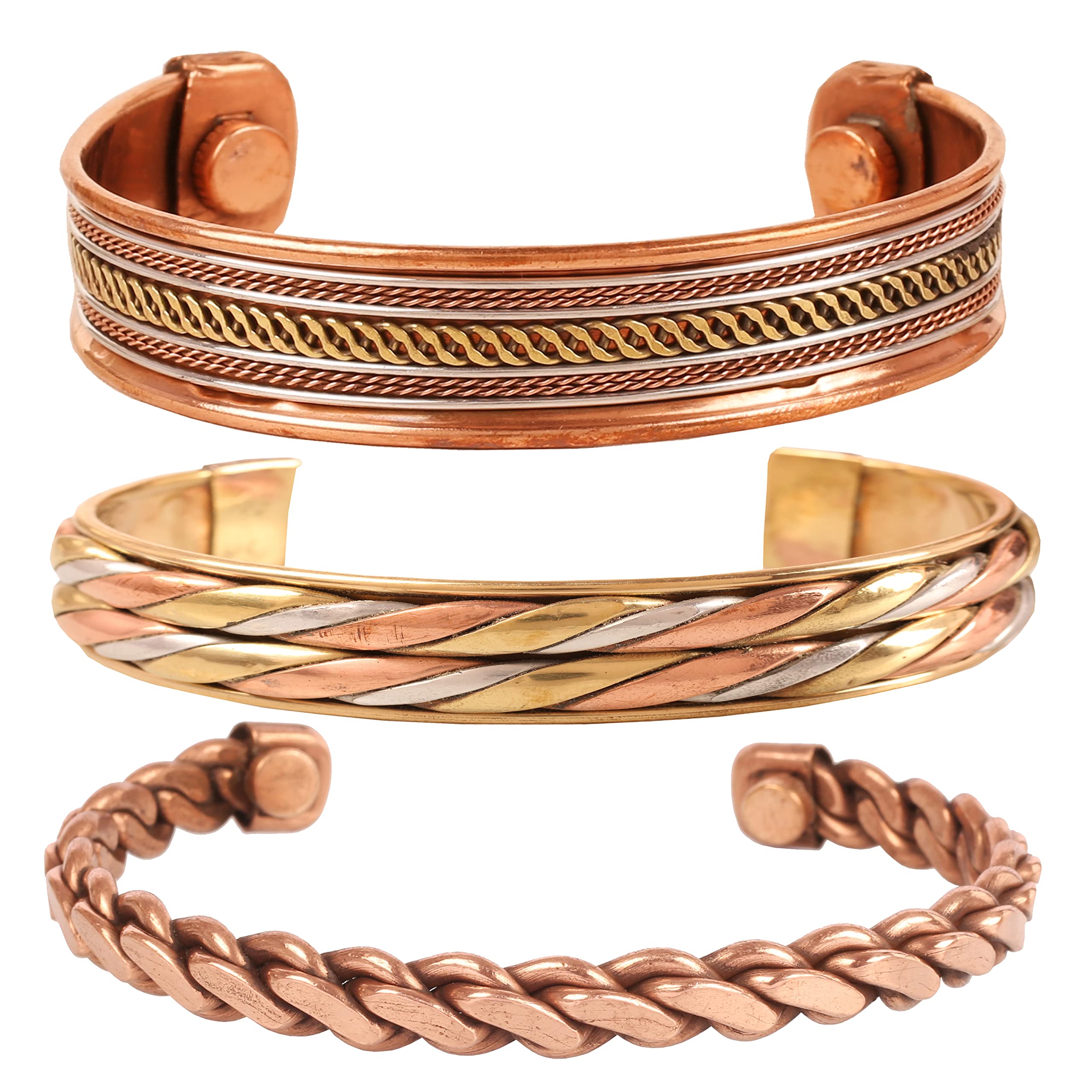 Touchstone Tibetan Style Copper Bracelet - Hand Forged Solid High Gauge Copper Cuff for Women & Men - Multiple Design Options - Perfect for Yoga, Meditation & Spiritual Healing Jewelry