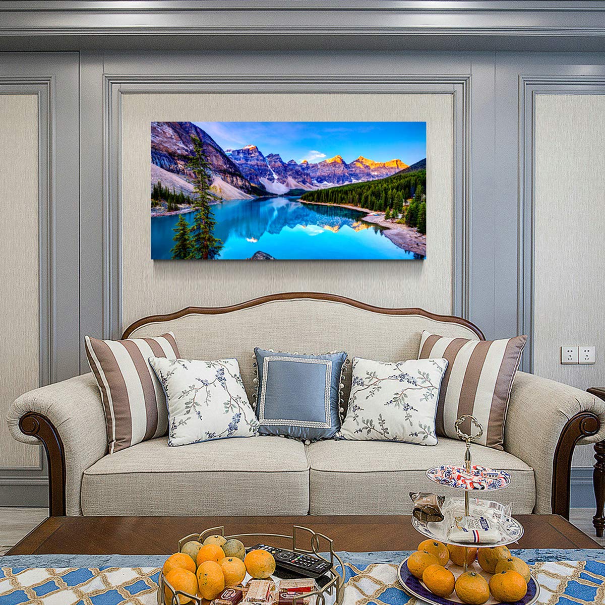 Lake Mountain Landscape Canvas Wall Art - Modern Waterproof Print for Home Decor, 2.5cm Thick Stretched & Ready to Hang | Perfect for Living Room, Bedroom & Office Decor