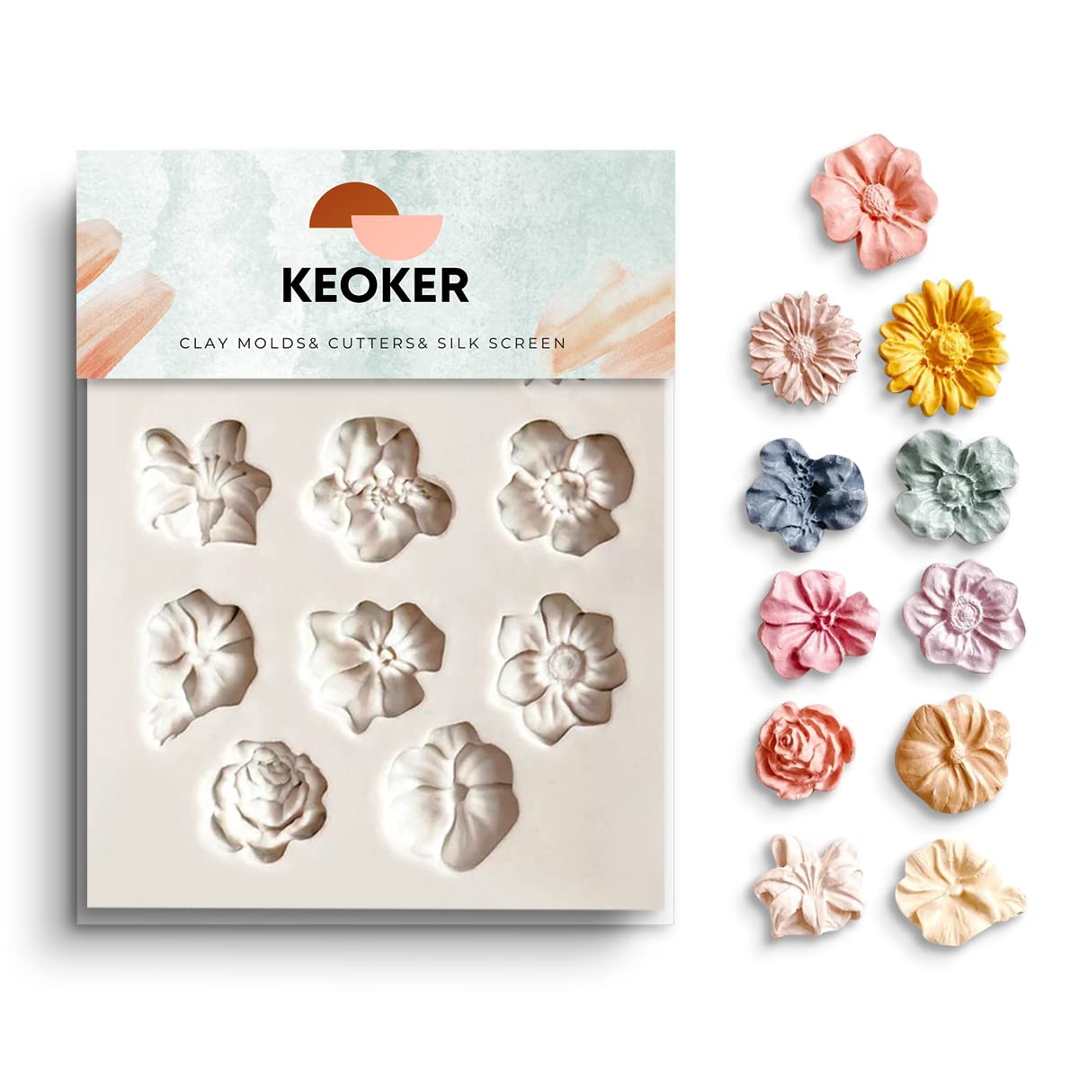Keoker Medium Flower Polymer Clay Molds - 1 Piece for DIY Jewelry Making, Earrings Decoration & Craft Projects - Perfect for Handmade Earrings, Pendants & Resin Art Creations