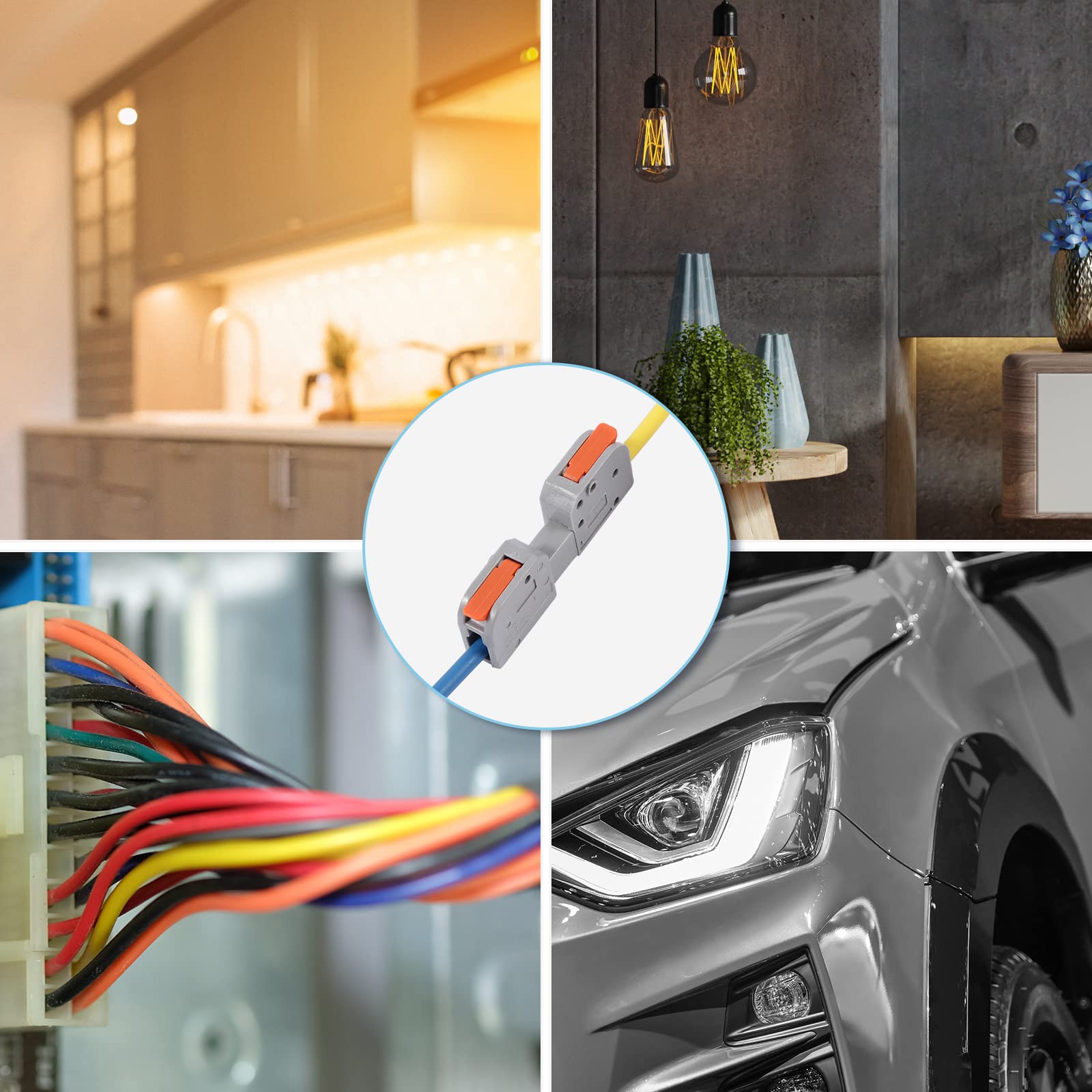20 PCS Pluggable Wire Connectors for AWG 24-12 - Hand Protecting 1 Conductor Push-in Lever Electrical Connectors | Reusable Wire Splice Connectors for Automotive, Home & Industrial Wiring | DIY Electrical Projects & Professional Installations