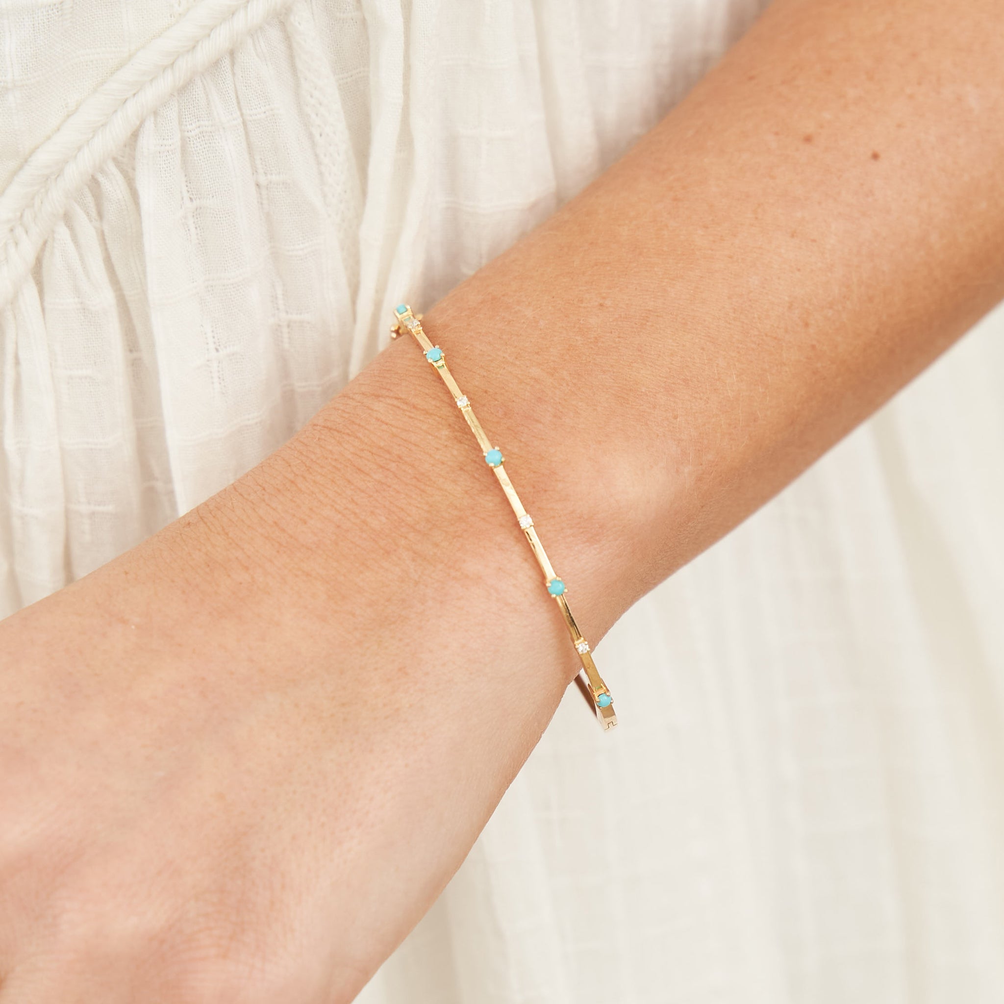 Emily 14k White Gold Diamond Bangle Bracelet - Elegant Jewelry for Women, Perfect for Weddings, Anniversaries & Special Occasions