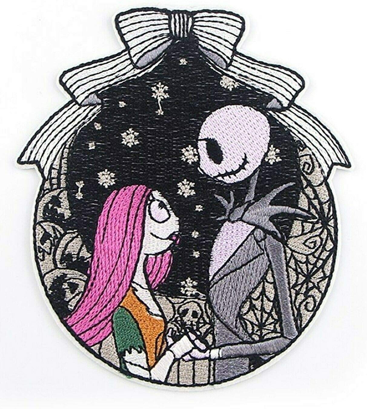 Jack and Sally Embroidered Iron-On Patch 4.35