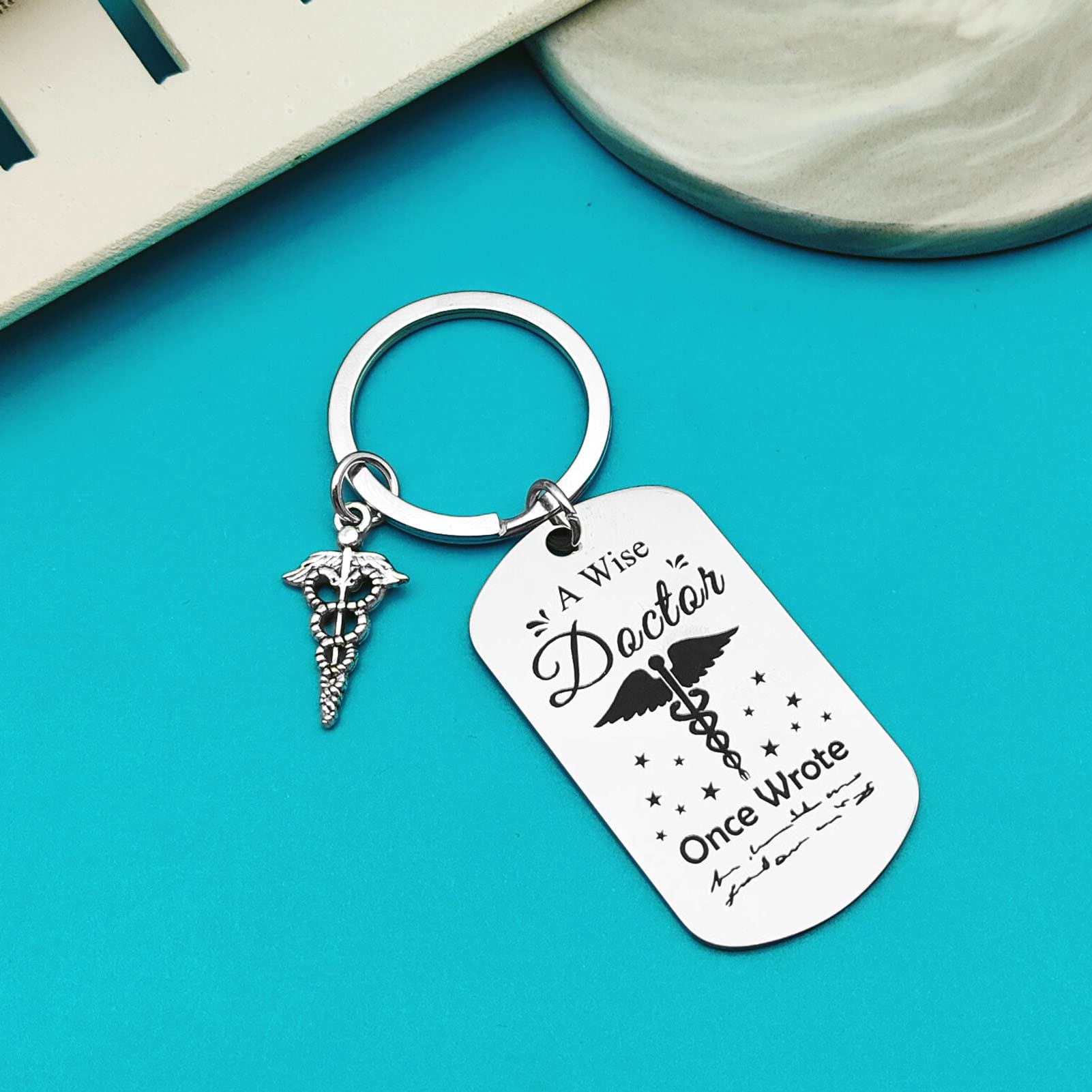 Xiahuyu Doctor Keychain - A Wise Doctor Once Wrote Engraved Keyring | Perfect Doctor Appreciation Gift for Men & Women | Ideal for Doctors Day, Christmas, Birthday, Retirement & Graduation | Great for Medical Professionals & Healthcare Workers