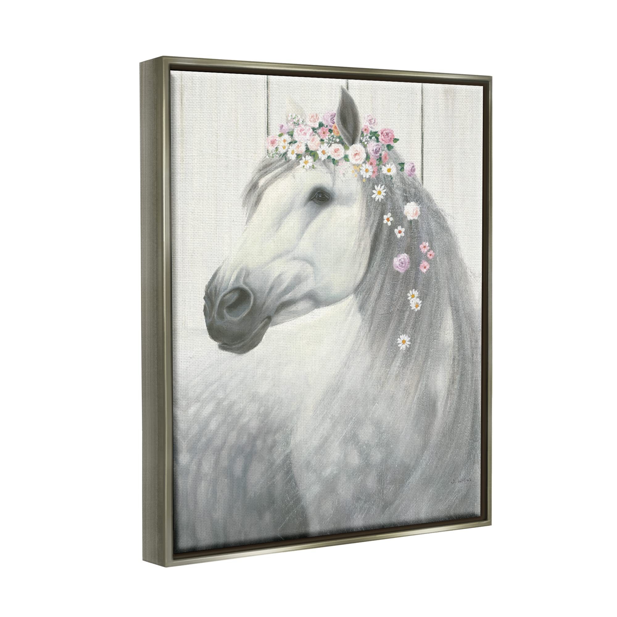 Stupell Industries Spirit Stallion Horse with Floral Crown Wall Art - James Wiens Design - Perfect for Western Home Decor, Nursery, or Equestrian Gifts