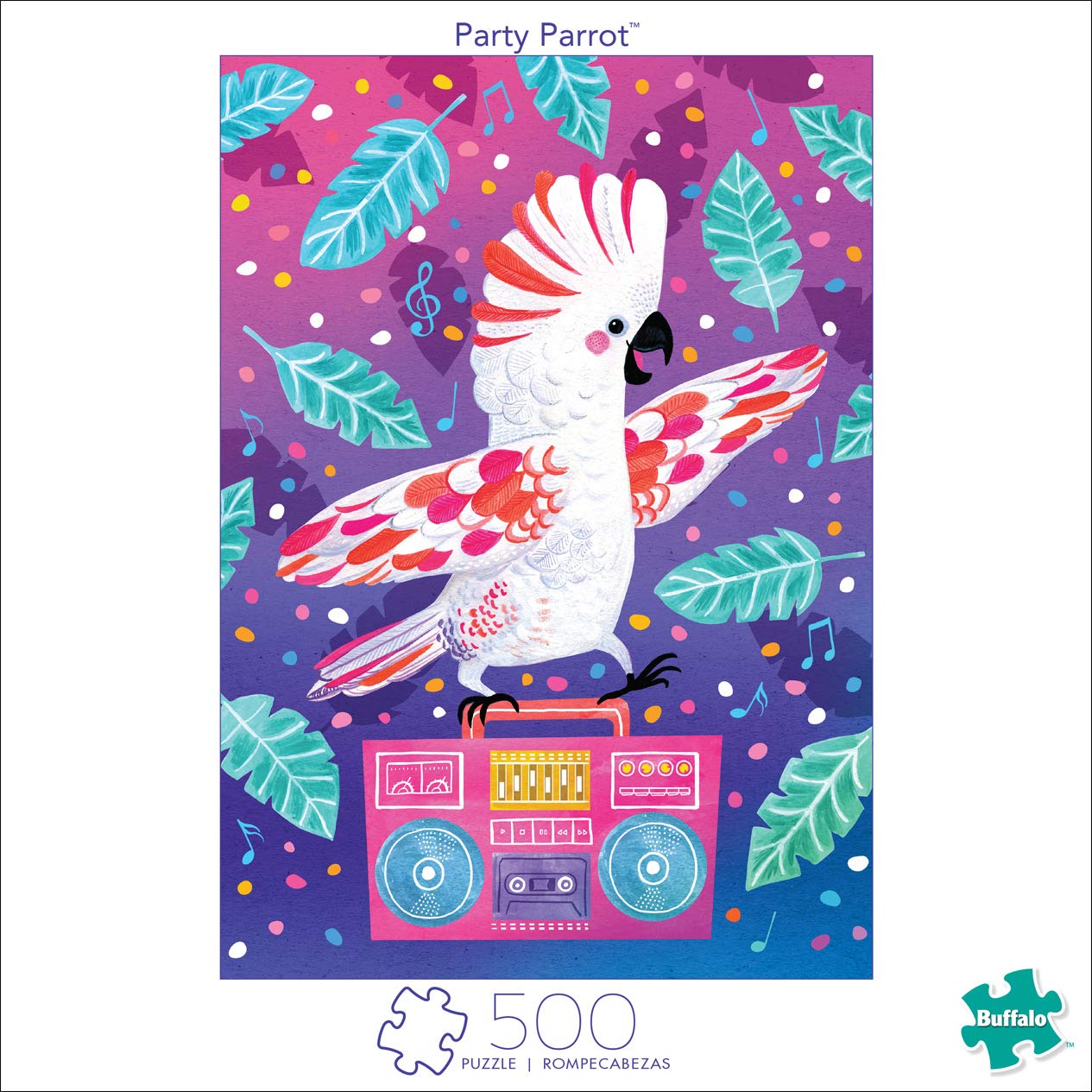 Buffalo Games Party Parrot 500 Piece Jigsaw Puzzle - Colorful Tropical Bird Puzzle for Adults & Teens - Perfect for Family Game Night, Birthday Gifts & Relaxation
