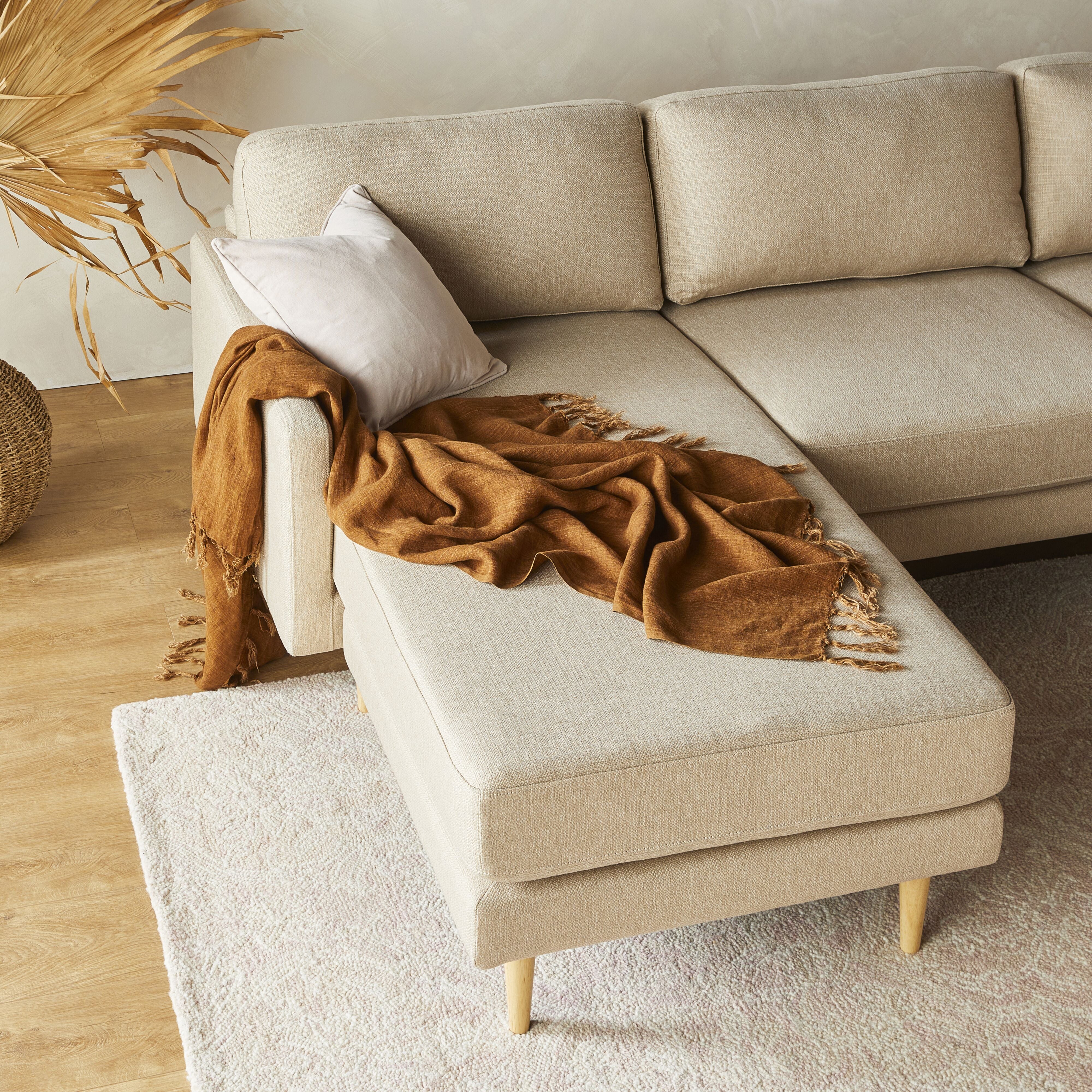 Boden 3-Seater Sofa with Reversible Chaise in Amalfi Parchment - Modern Living Room Furniture for Small Spaces & Apartments