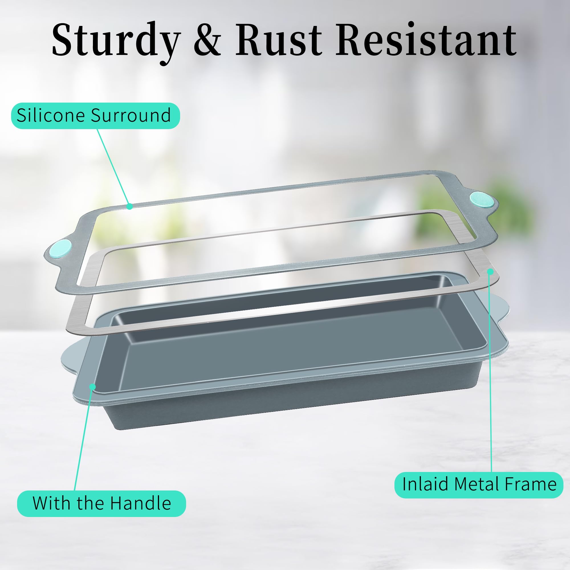 29-Piece Silicone Baking Pans Set with Metal Frame - Non-Stick Oven Bakeware Kit Includes Cookie Sheet, Cake Pans, Mats, Measuring Cups & Spoons (Light Grey) - Perfect for Home Baking, Holiday Treats & Party Desserts