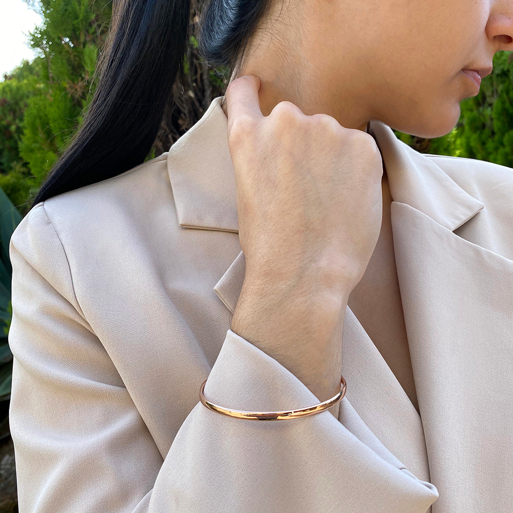 9ct Rose Gold Hollow 4mm x 65mm Bangle Bracelet for Women - Elegant Stackable Jewelry for Everyday Wear & Special Occasions