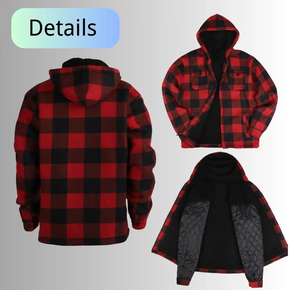 Men's Plaid Sherpa Lined Jacket - Warm Winter Flannel Shirt Jacket for Outdoor Activities & Casual Wear