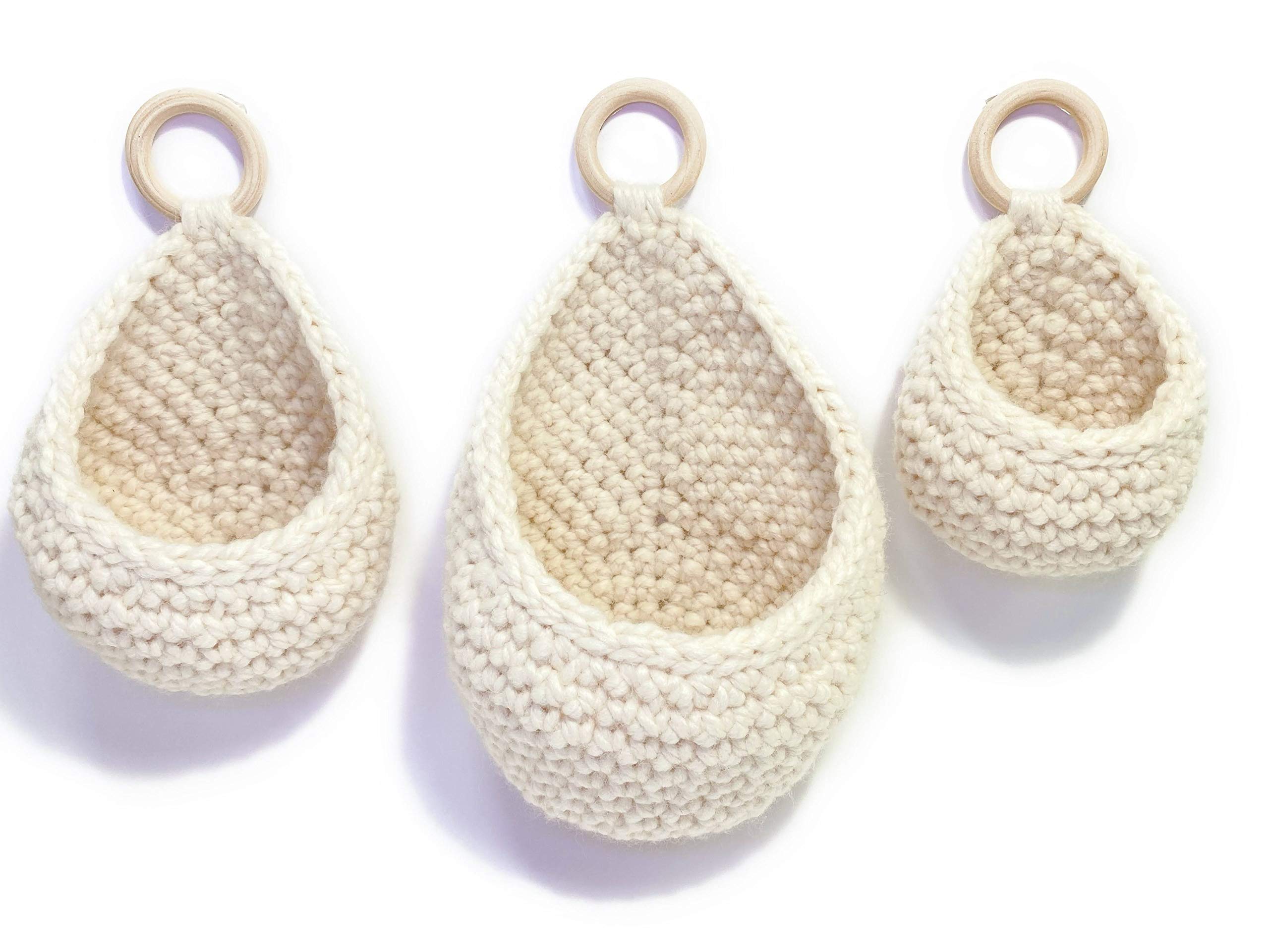 Handmade Crochet Wall Hanging Basket - Boho Home Decor for Plants, Flowers & Storage | Perfect for Living Room, Bedroom, Bathroom & Nursery Decor