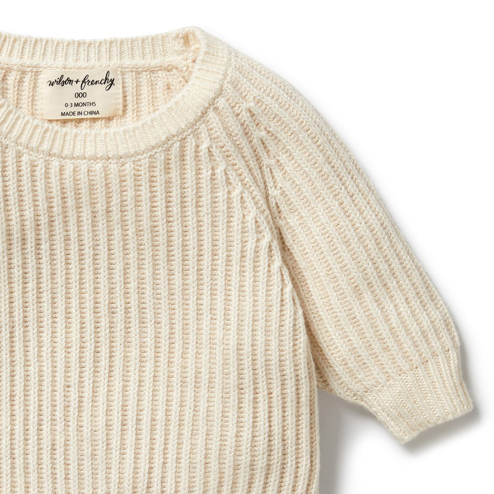 Soft Ecru Knitted Ribbed Jumper for Women | Cozy Winter Pullover | Perfect for Casual Outfits & Layering in Cold Weather