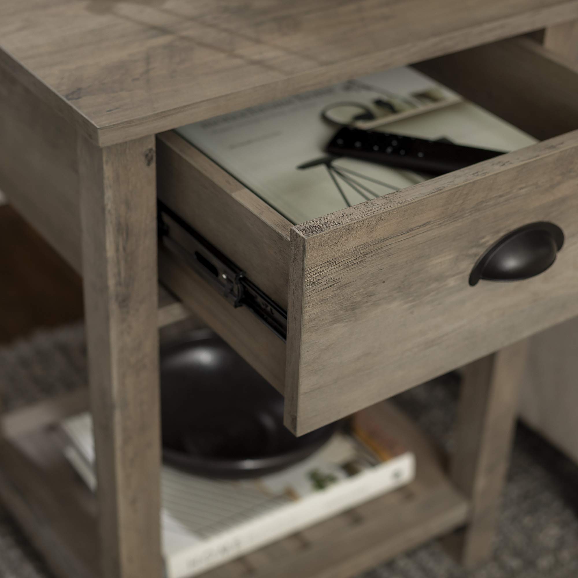 Walker Edison Farmhouse Square Side Accent Table Set - 18 Inch Grey Wash Storage End Table with Door for Living Room, Bedroom & Nightstand - Perfect for Small Space Organization & Home Decor