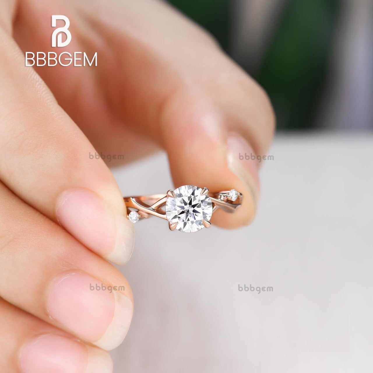 1.2 Carat Round Cut Moissanite Engagement Ring with Twist Band - Vintage Inspired Wedding Ring Set for Proposal & Anniversary Gifts - Perfect for Bridal Jewelry & Special Occasions