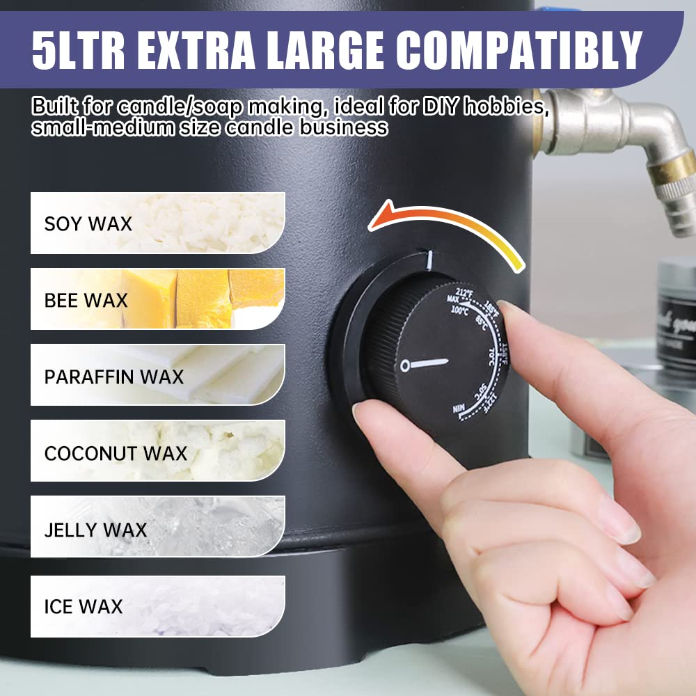 TOAUTO 10Lbs Electric Wax Melter for Candle Making - Fast Heating Wax Melting Pot with Precision Temperature Control, No-Drip Spout & Easy Clean - Perfect for DIY Candles, Wax Sealing, and Aromatherapy at Home