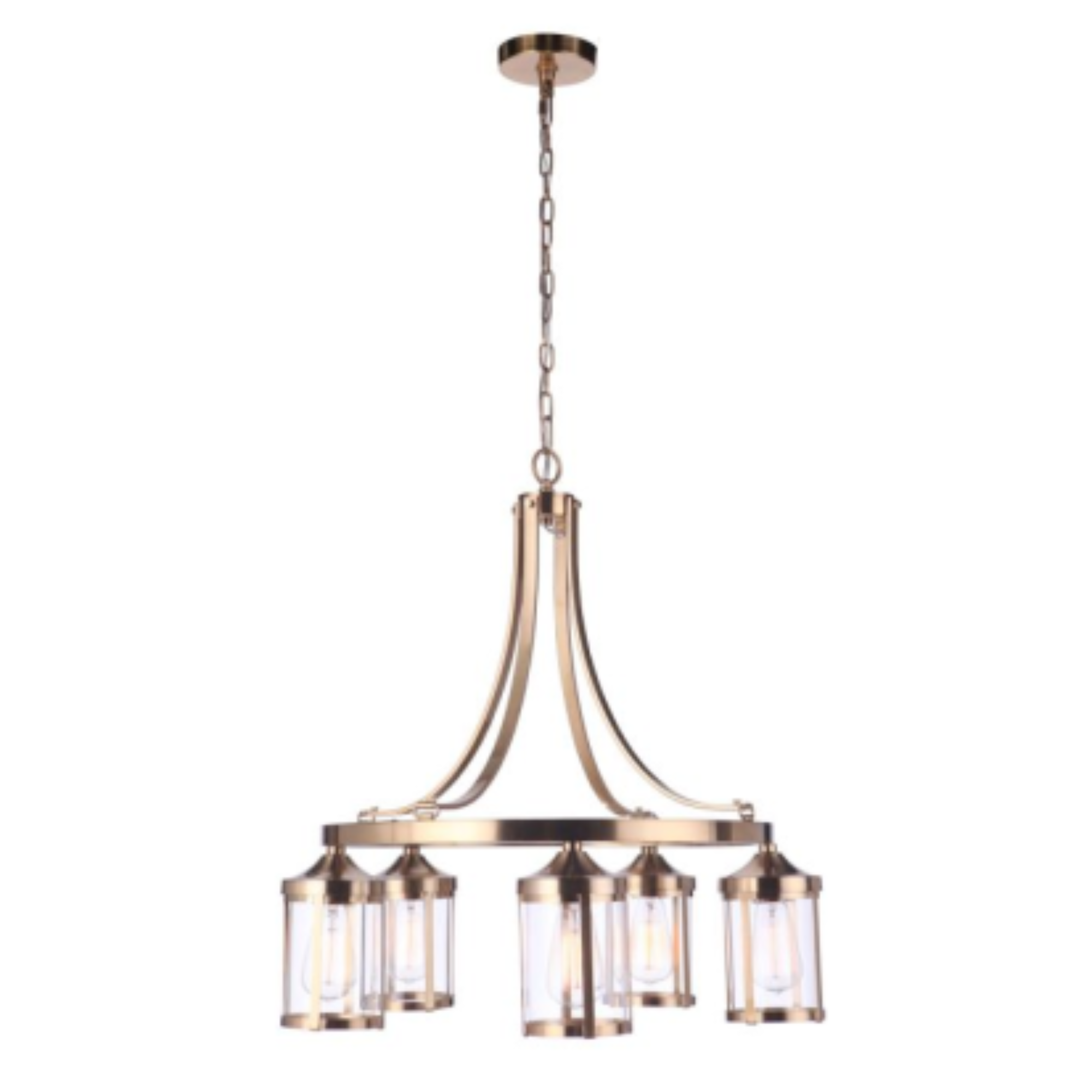 Craftmade Elliot 5-Light Chandelier in Satin Brass - Elegant Dining Room Lighting Fixture for Modern Home Decor