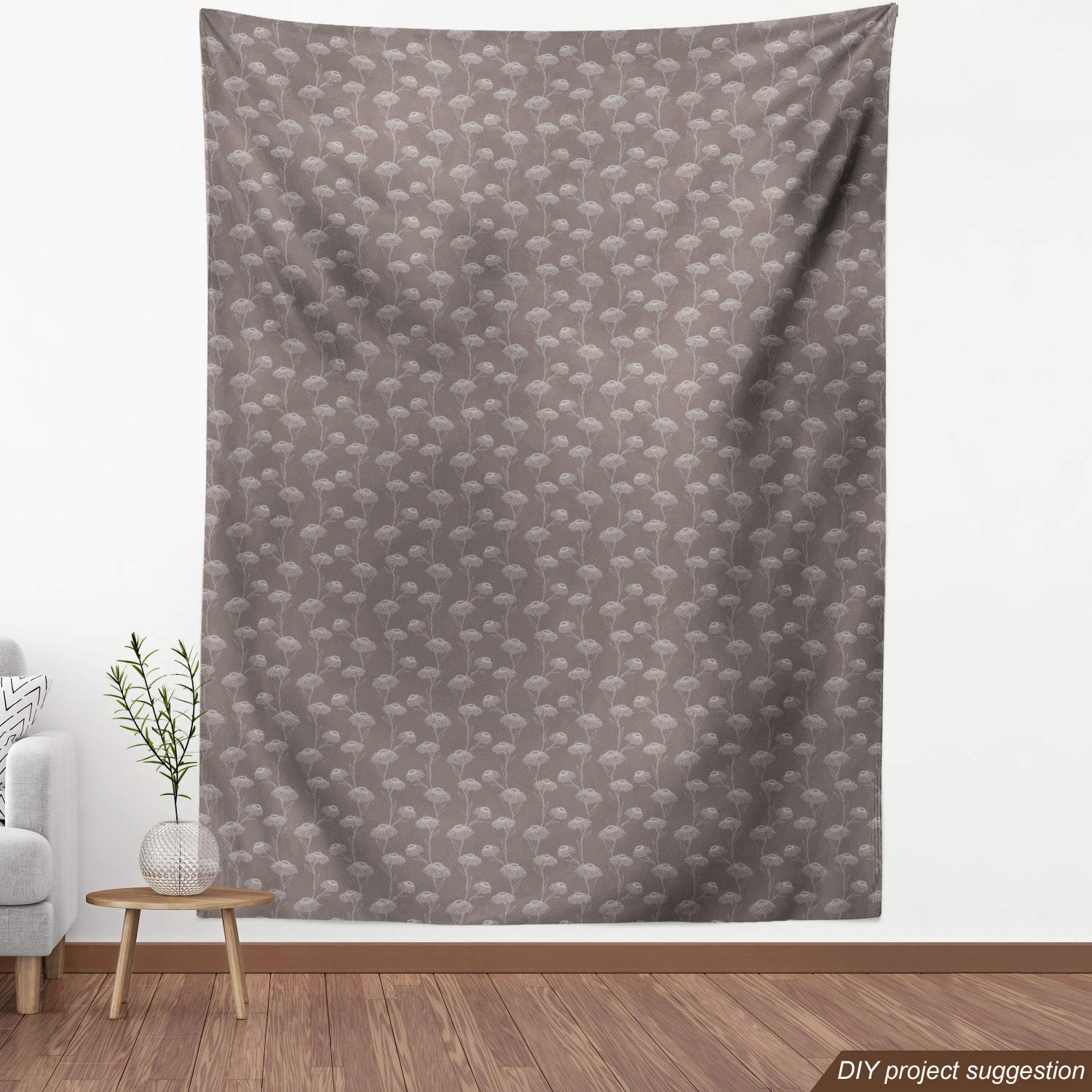 Ambesonne Taupe Fabric by The Yard - Chrysanthemum Blooms Botanical Design on Dark Background | 10 Yards Upholstery & Home Decor Fabric for Sofa, Curtains, Pillows | Gardening Plants Theme Decorative Material