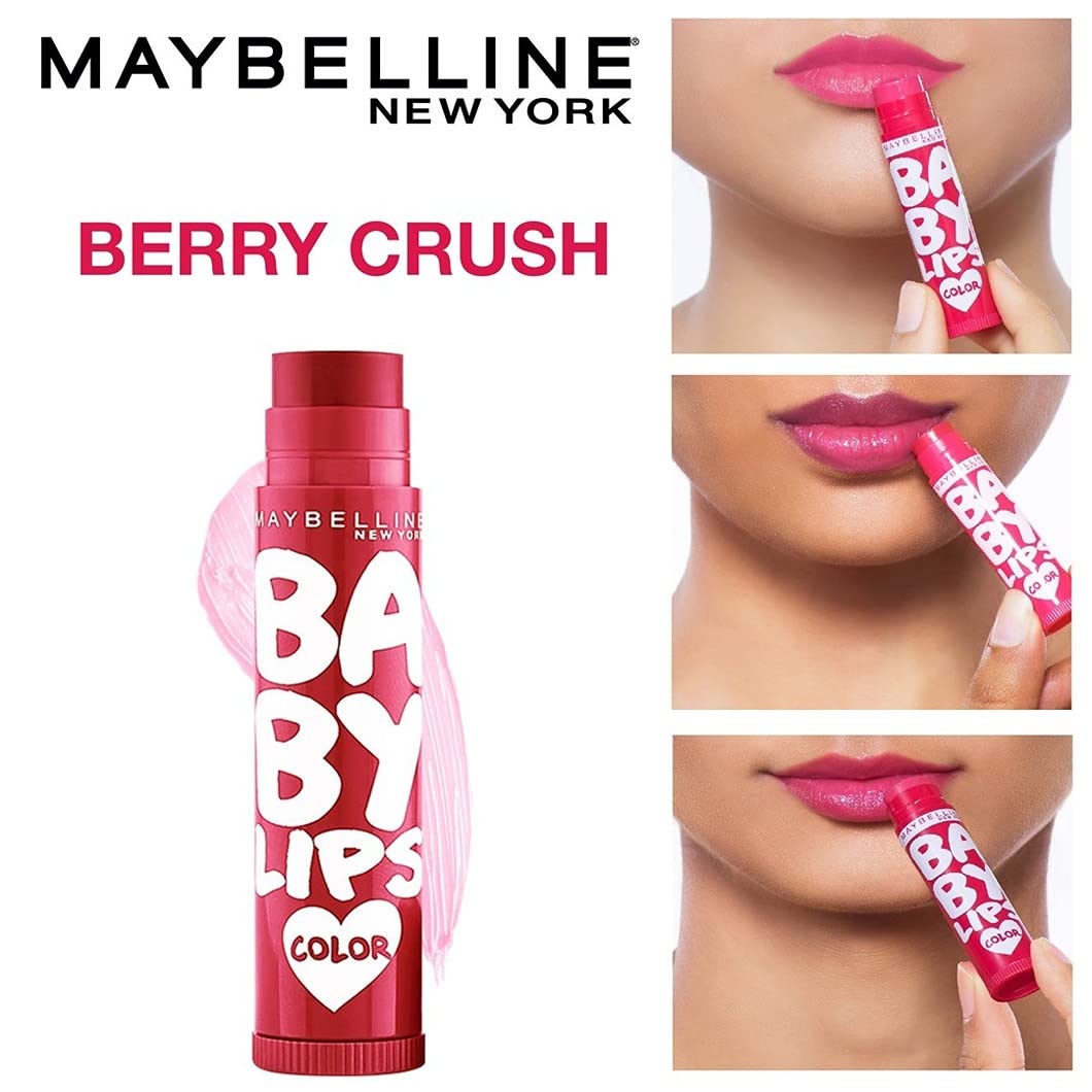 Maybelline New York Baby Lips Lip Balm - Pink Lolita & Berry Crush, 4g | Moisturizing Lip Care for Dry Lips, Everyday Use & On-The-Go Hydration