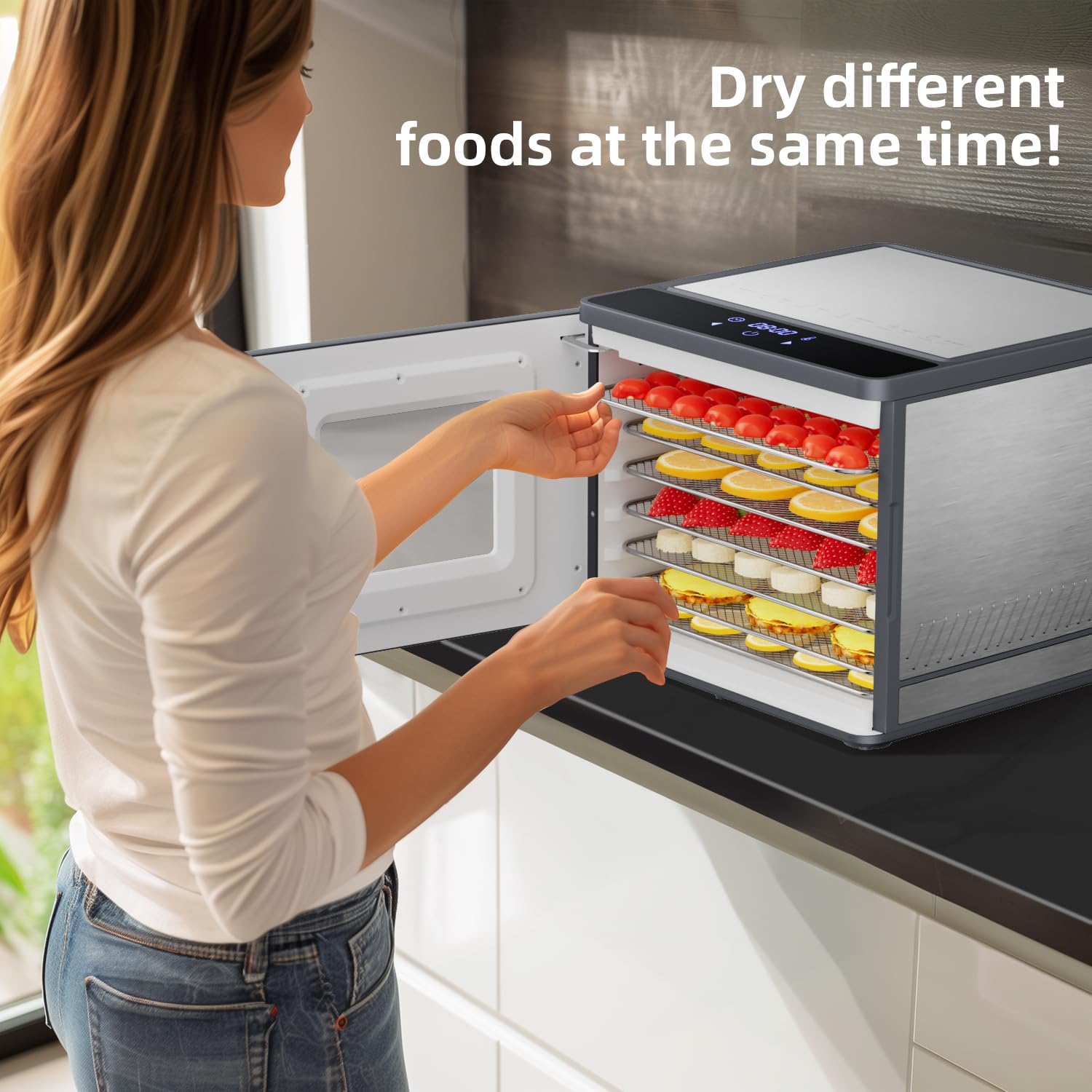 TINANA Stainless Steel Food Dehydrator Machine - Digital Electric Food Dryer for Beef Jerky, Meat, Fruits & Herbs | Perfect for Home Kitchen, Camping & Healthy Snacks