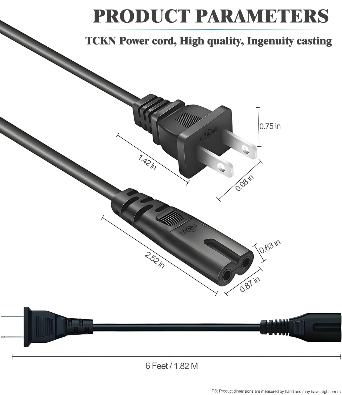 Replacement AC Power Cord for PS4/PS5/PS3 Super Slim, PlayStation 5/4, Xbox Series S/X, Xbox One S/X - 6 Feet Power Cable - Perfect for Gaming Setup & Home Entertainment Systems
