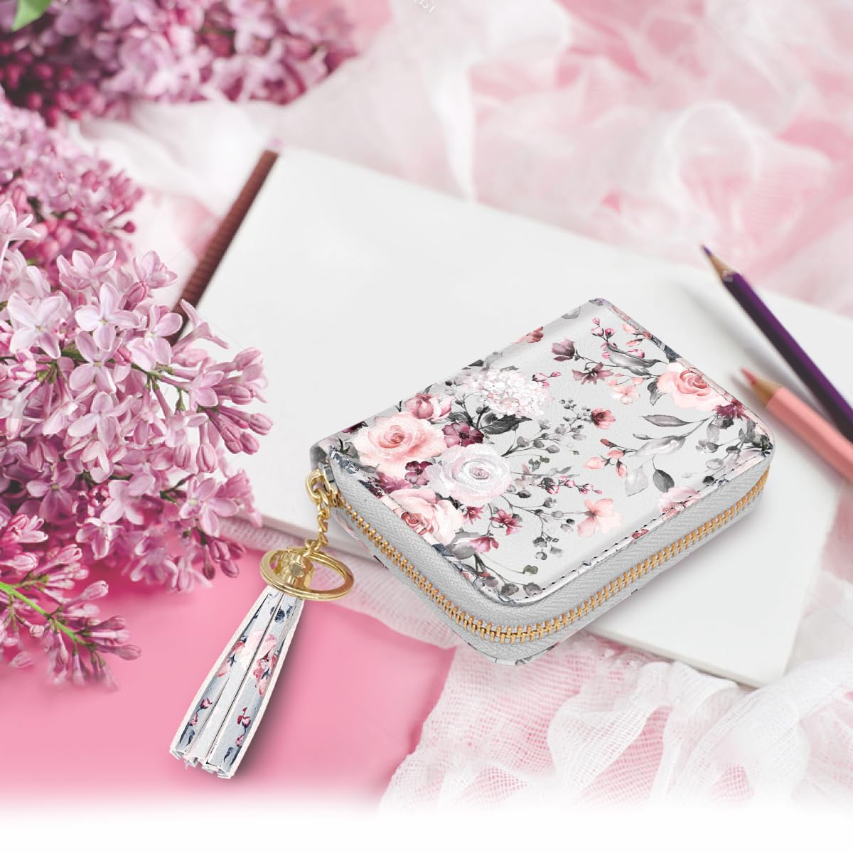 RFID Blocking Glitter Credit Card Holder for Women - Slim Small Wallet with Card Slots - Perfect for Travel, Shopping & Everyday Use
